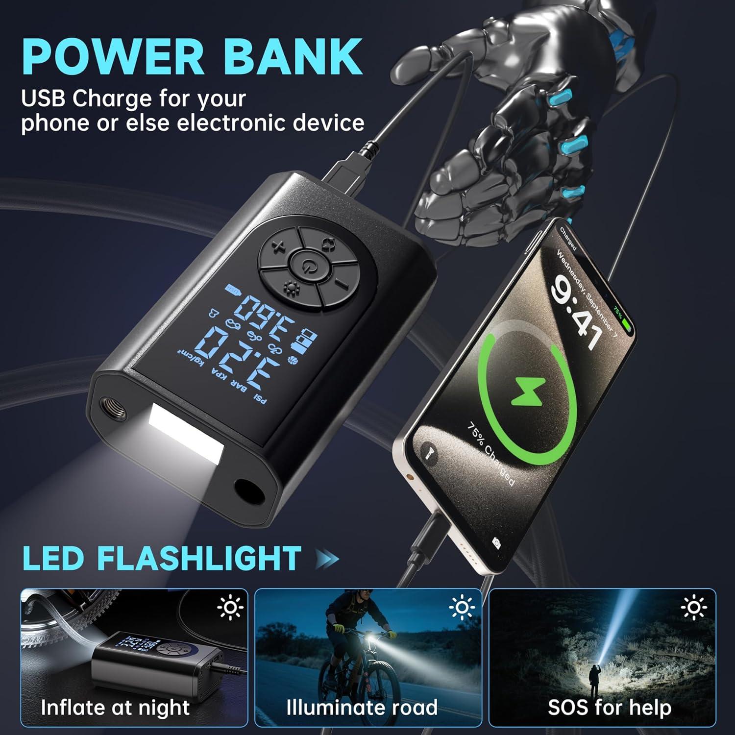 Compresor de Aire Portátil FTSAONG 150 PSI con Manómetro Digital