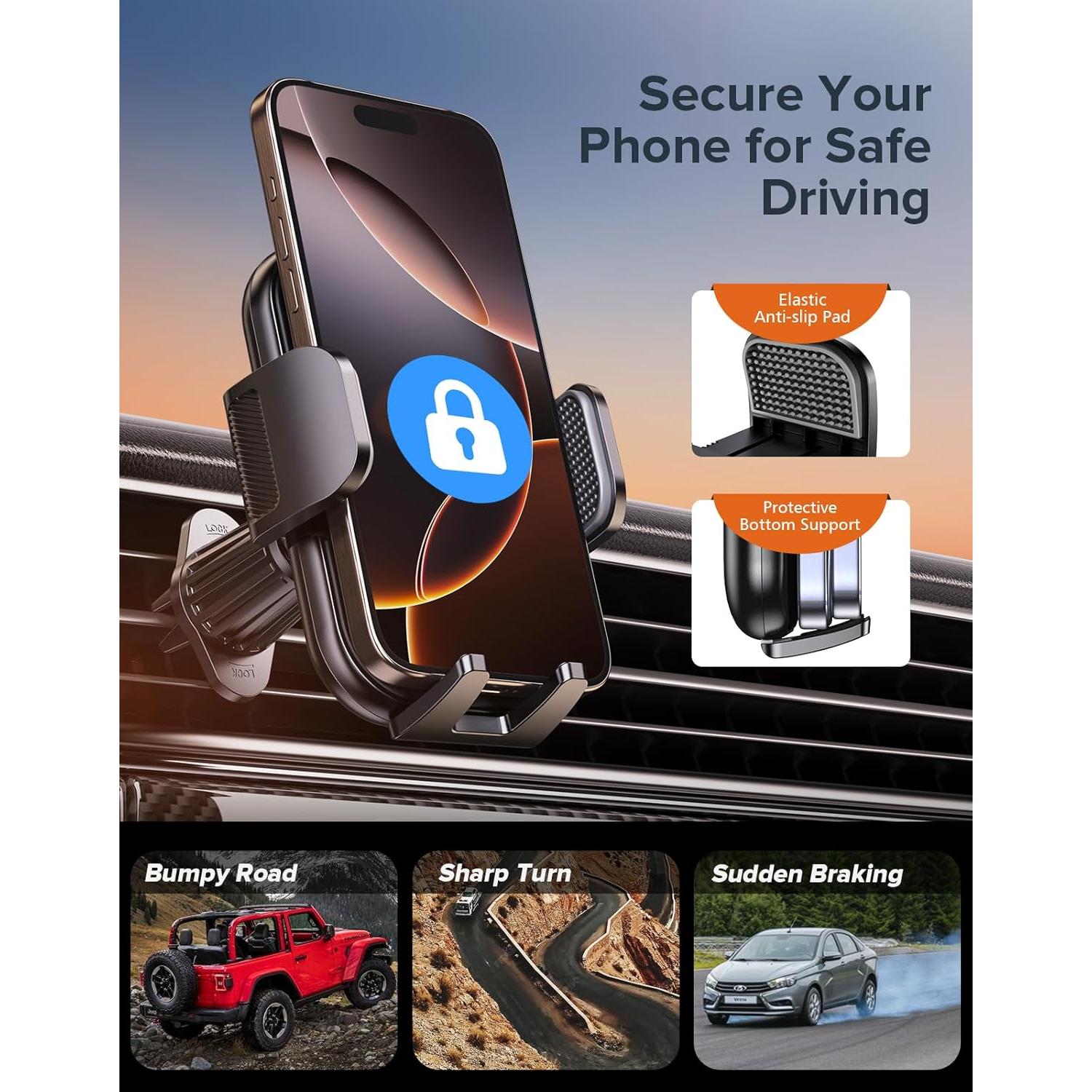 Soporte de Teléfono para Coche NIYEVN con Clip de Metal Ajustable