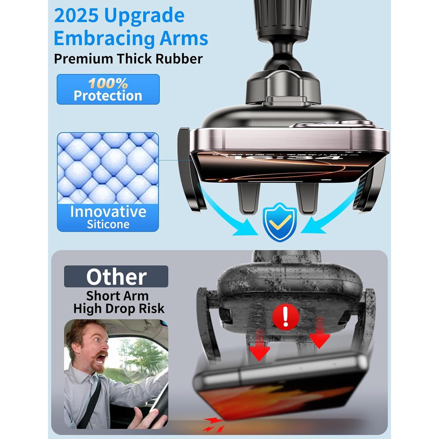 Soporte de Teléfono para Coche NIYEVN con Clip de Metal Ajustable