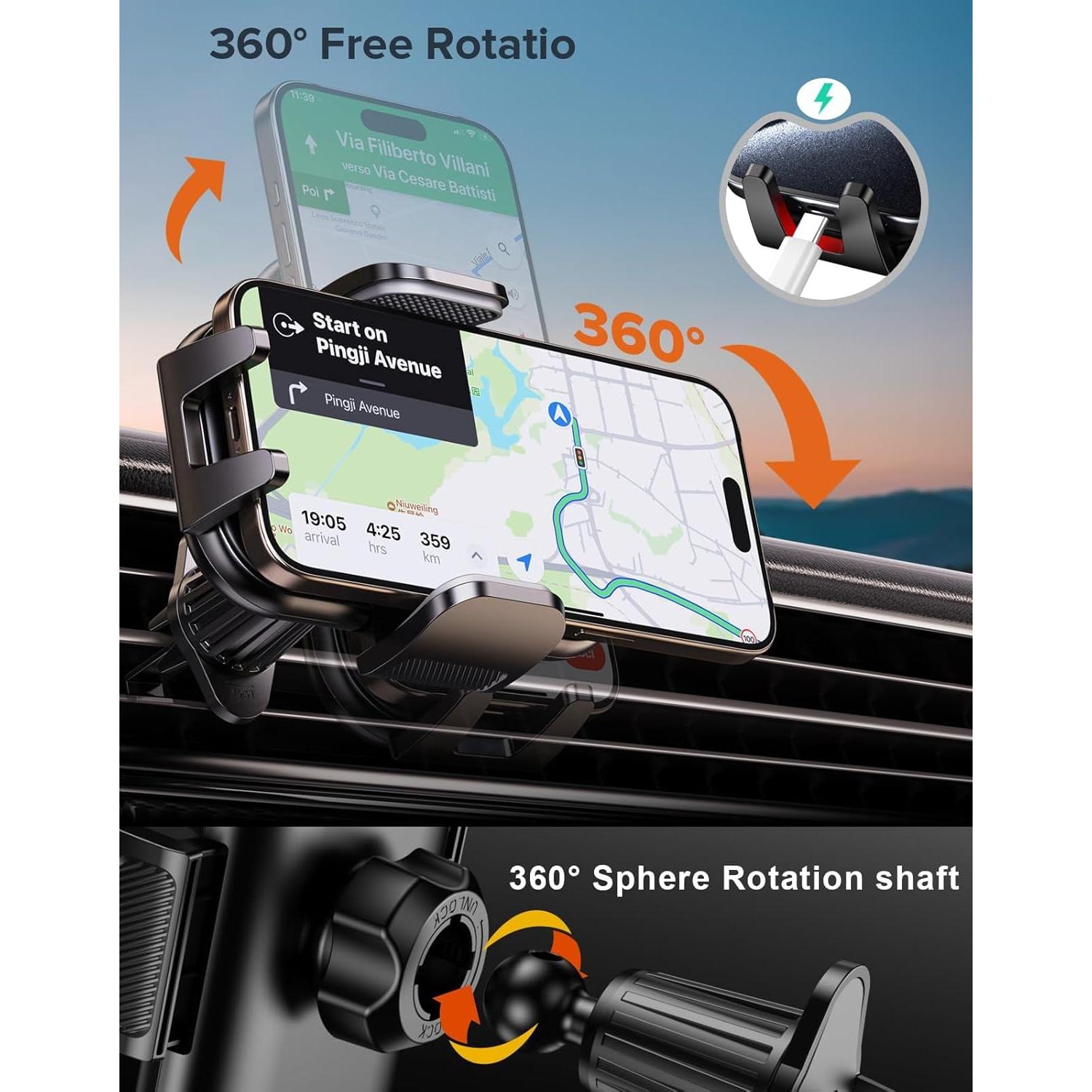 Soporte de Teléfono para Coche NIYEVN con Clip de Metal Ajustable