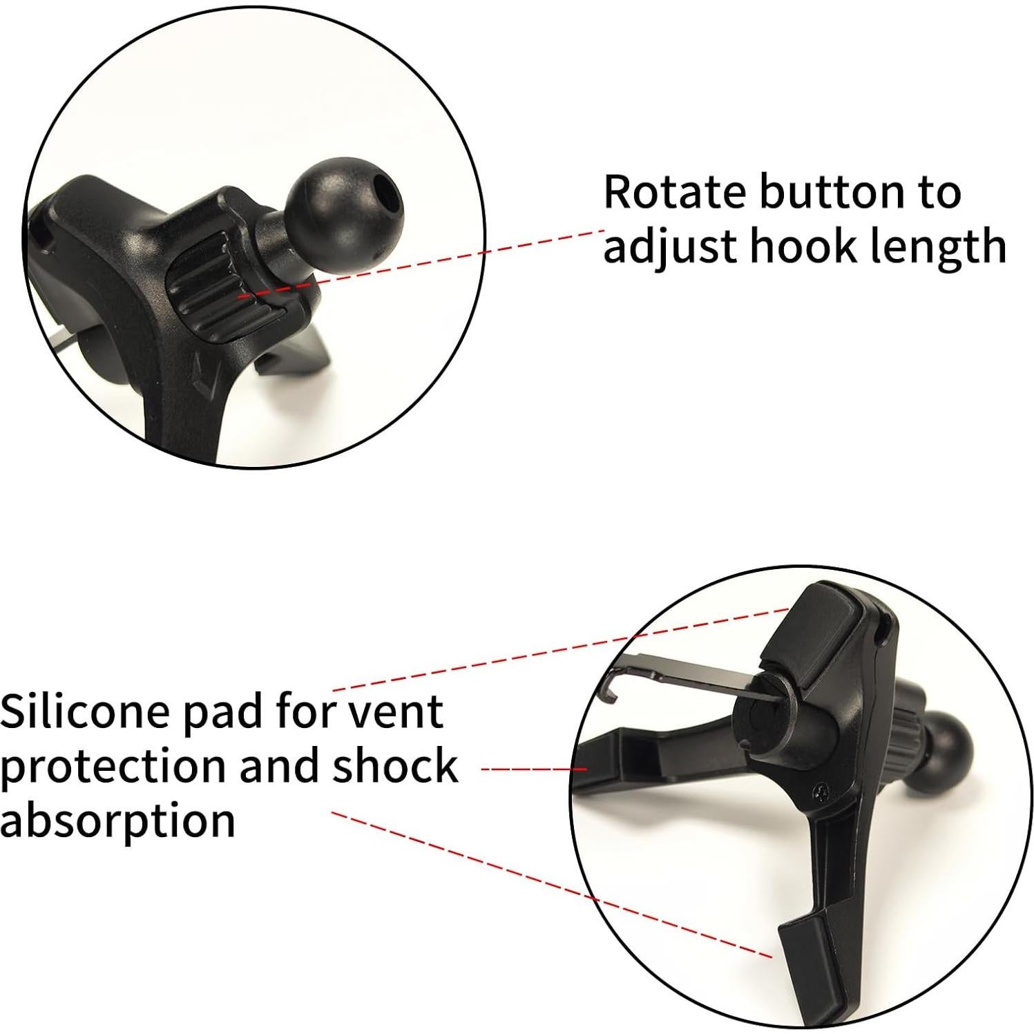 Soporte de Teléfono para Ventilación de Coche Genérico Negro