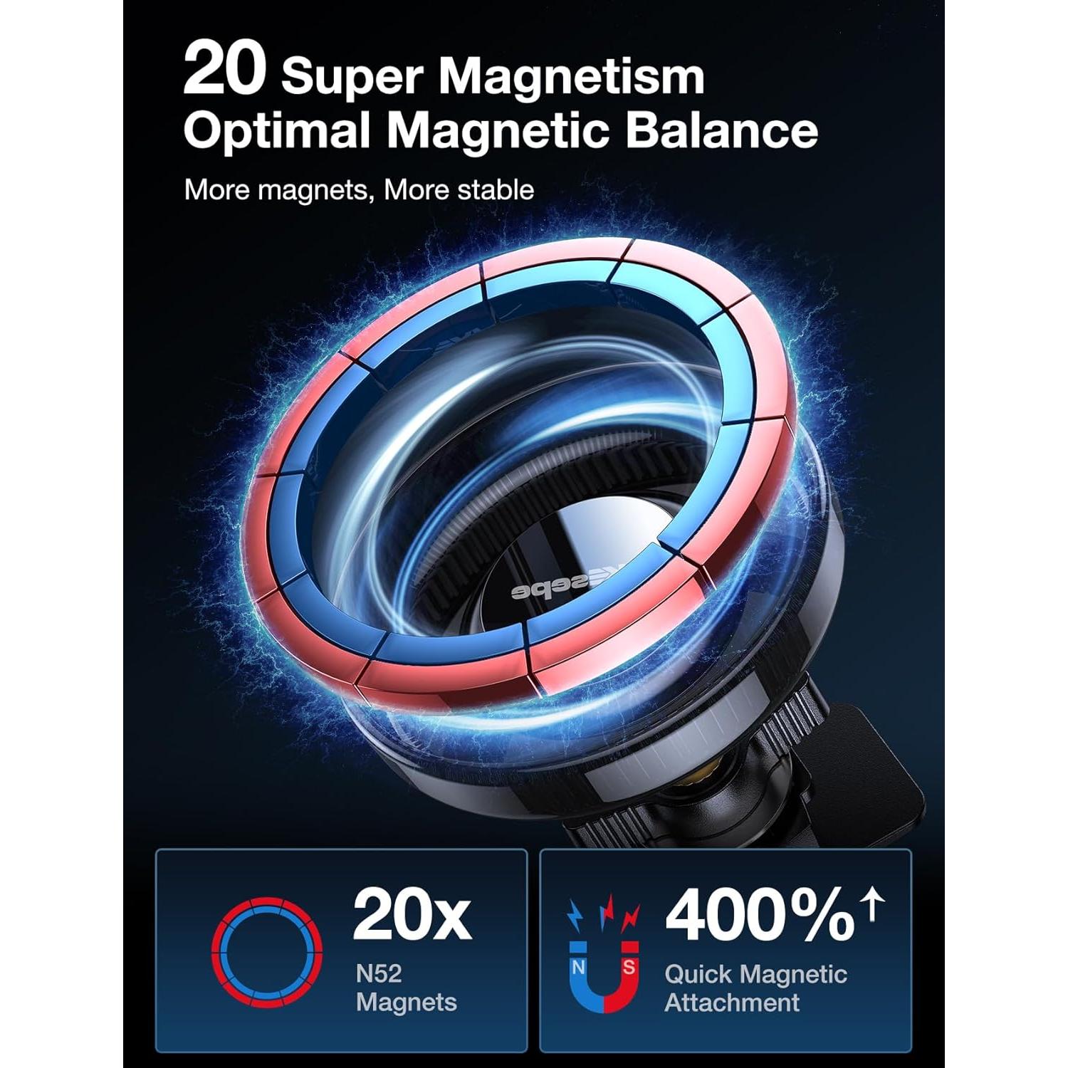 Soporte de Coche MagSafe AKEsepe con Rotación 360° - Negro