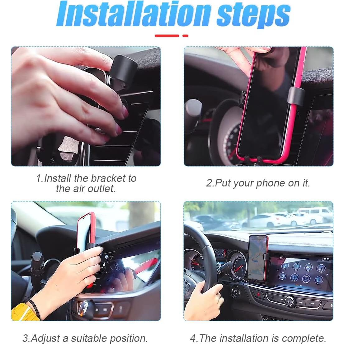 Soporte para Teléfono en Ventilación de Auto Moioee Negro