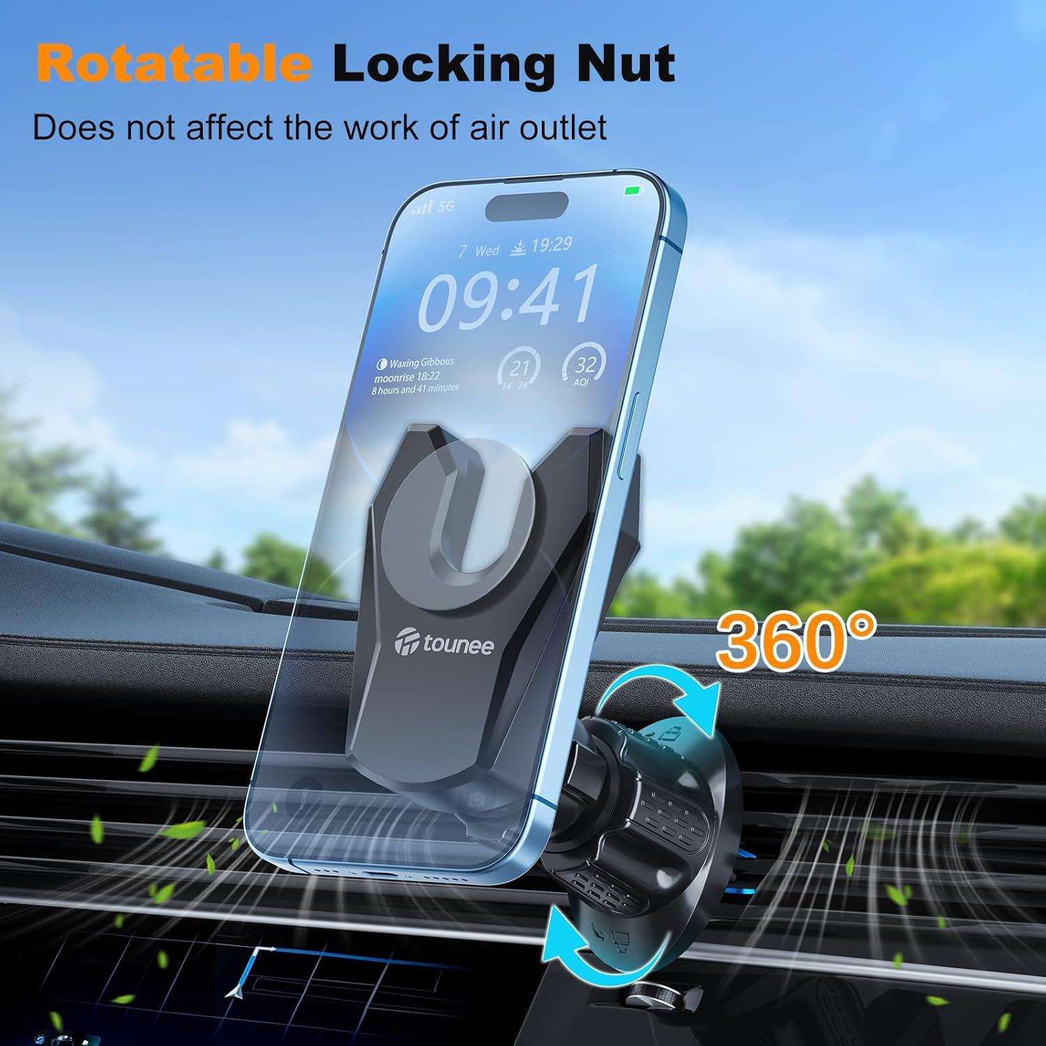 Soporte para Teléfono de Coche Tounee CP01 Negro con Rotación 360°