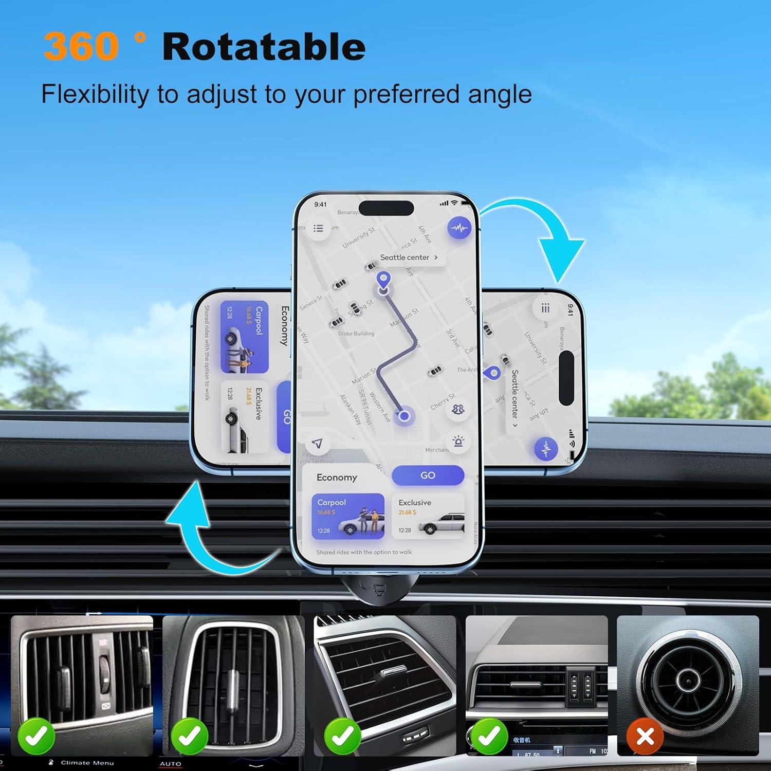 Soporte para Teléfono de Coche Tounee CP01 Negro con Rotación 360°