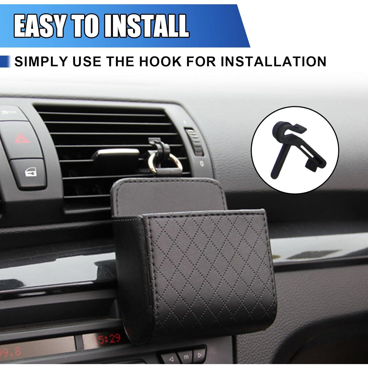 Bolsa de Almacenamiento para Ventilación de Auto UHANBUT - Cuero Negro