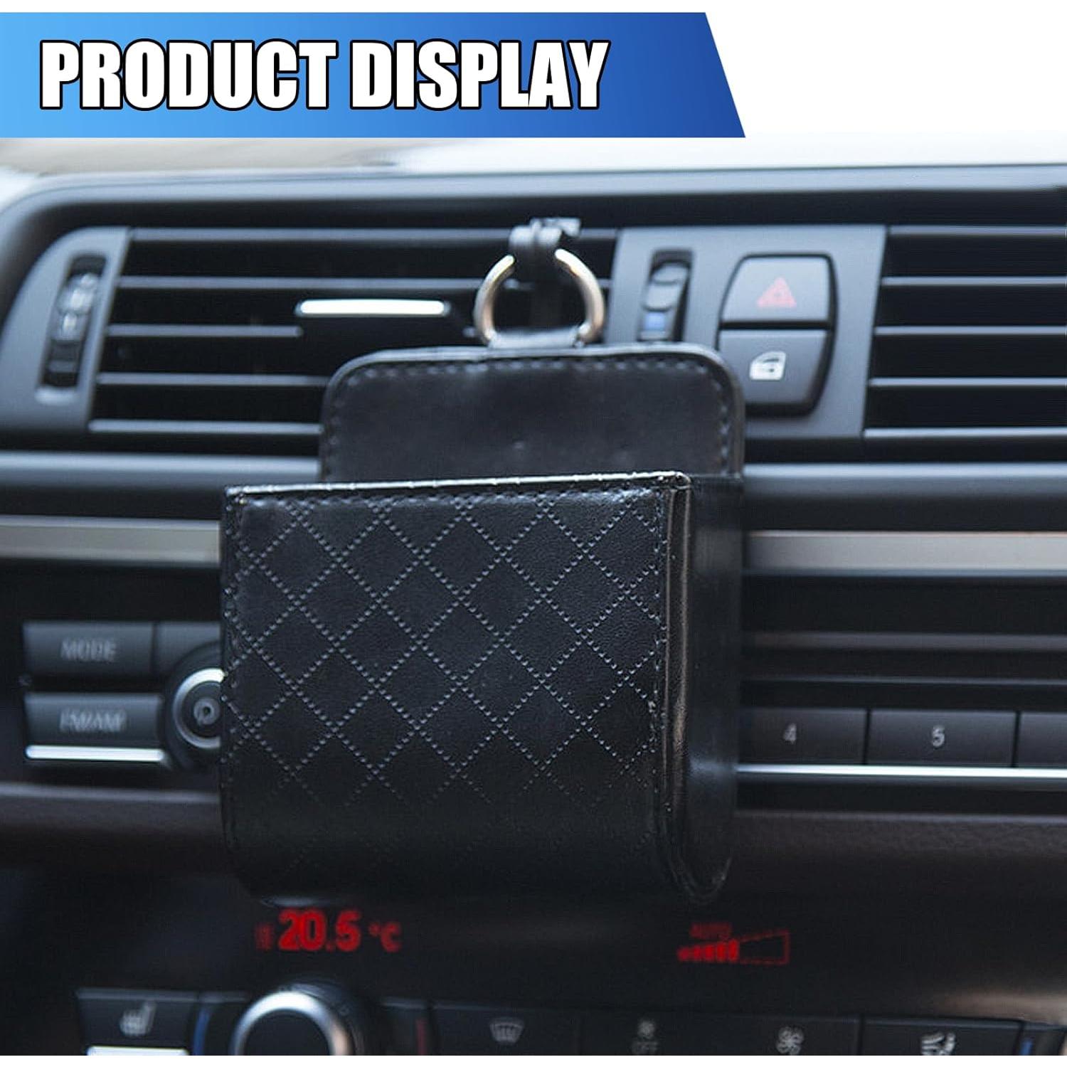 Bolsa de Almacenamiento para Ventilación de Auto UHANBUT - Cuero Negro