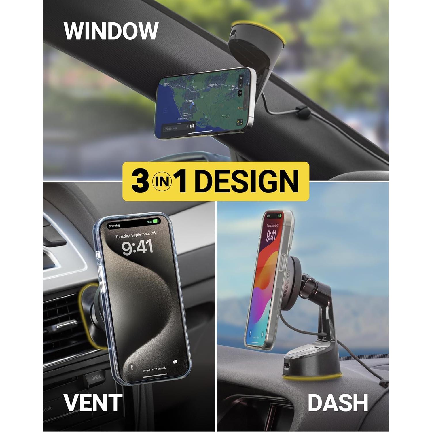 Cargador Inalámbrico para Auto Scosche Qi2 15W MagSafe