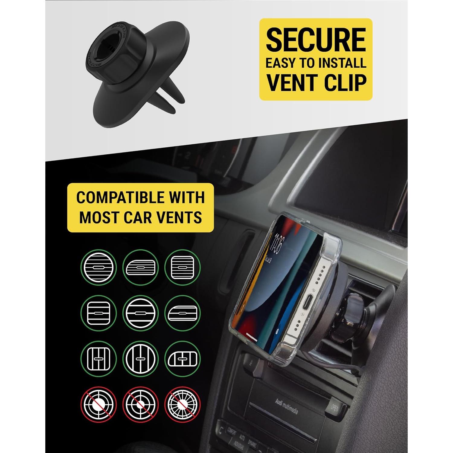 Cargador Inalámbrico para Auto Scosche Qi2 15W MagSafe