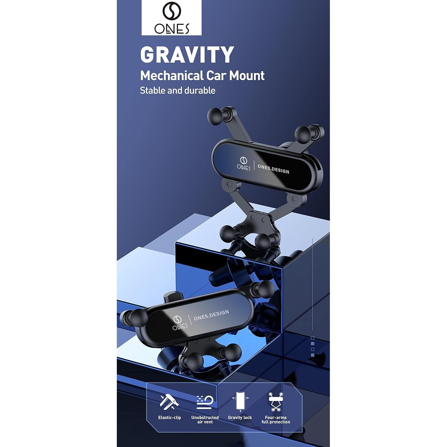 Soporte Mecánico para Coche ONES Gravity - Ajustable y Estable