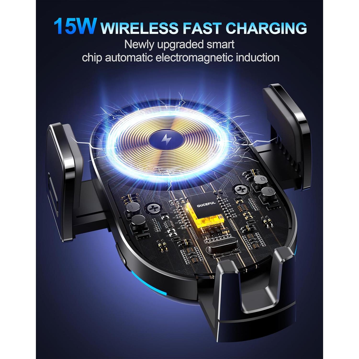 Cargador Inalámbrico para Auto Guceful 15W con Soporte Automático