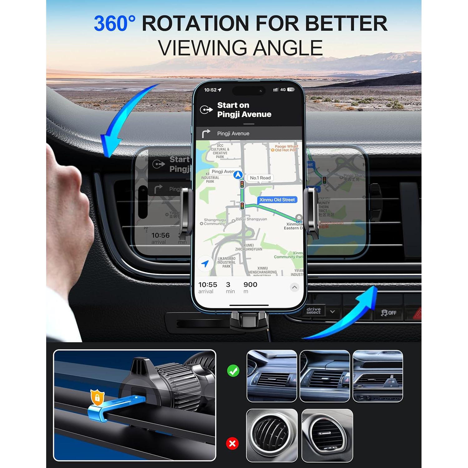 Cargador Inalámbrico para Auto Guceful 15W con Soporte Automático