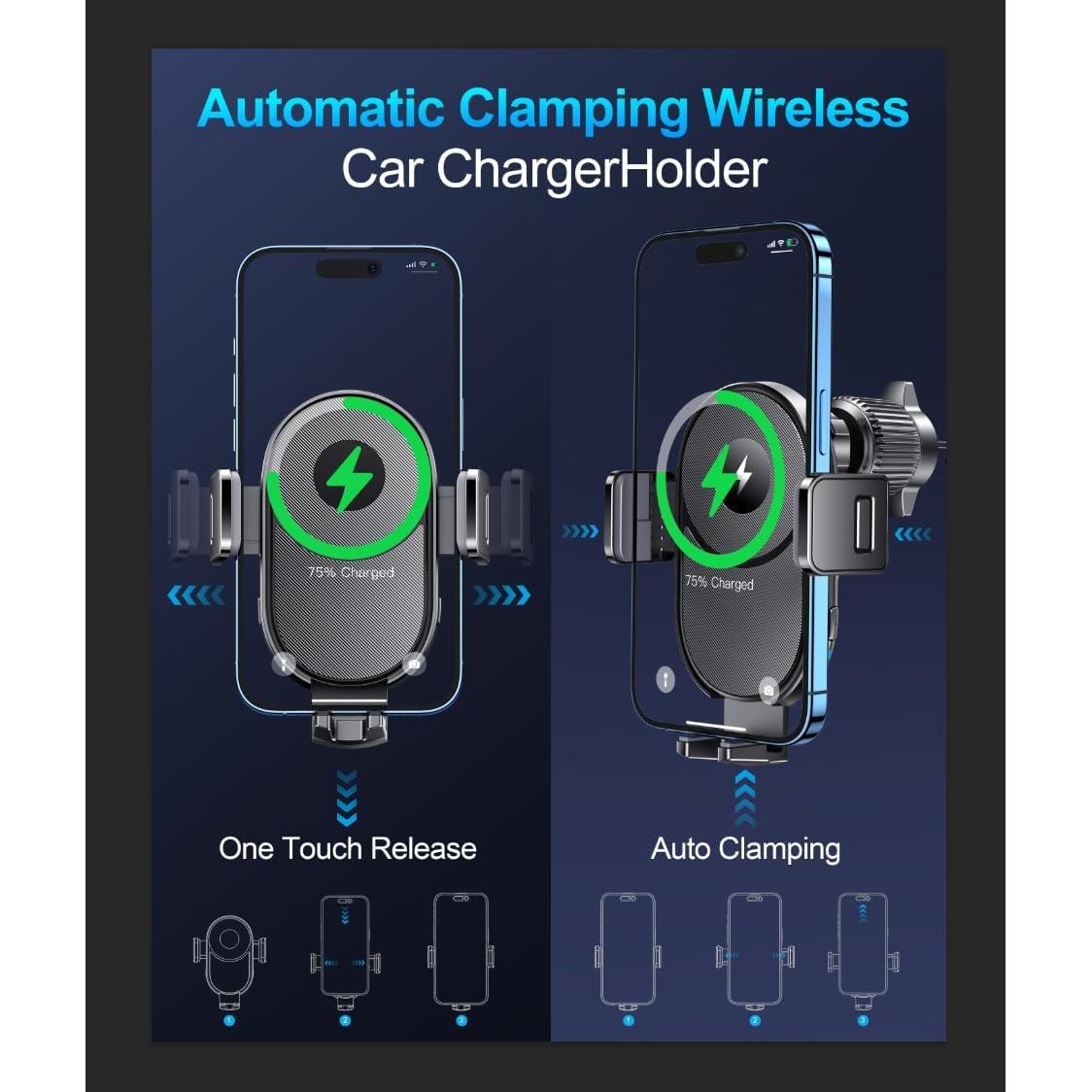 Cargador Inalámbrico para Auto Guceful 15W con Soporte Automático