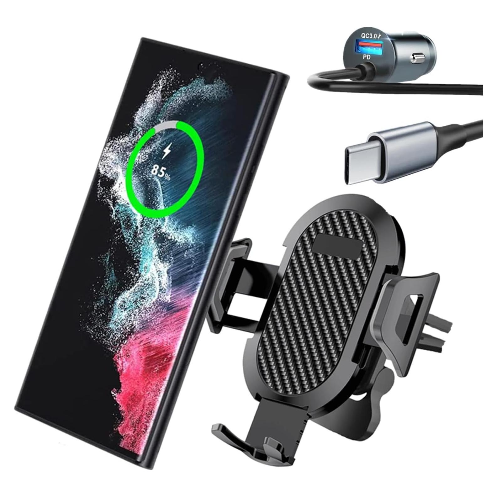 Soporte para teléfono de coche 3 en 1 Hunan C07A-C con cargador 60W