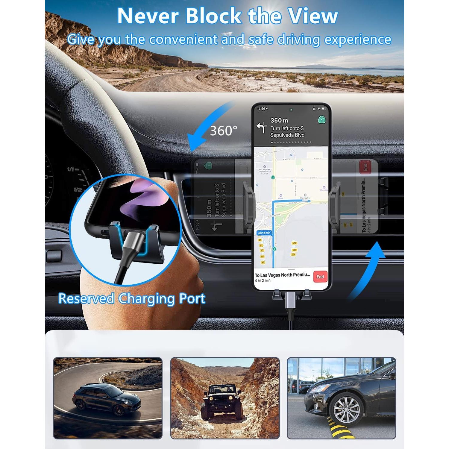 Soporte para teléfono de coche 3 en 1 Hunan C07A-C con cargador 60W