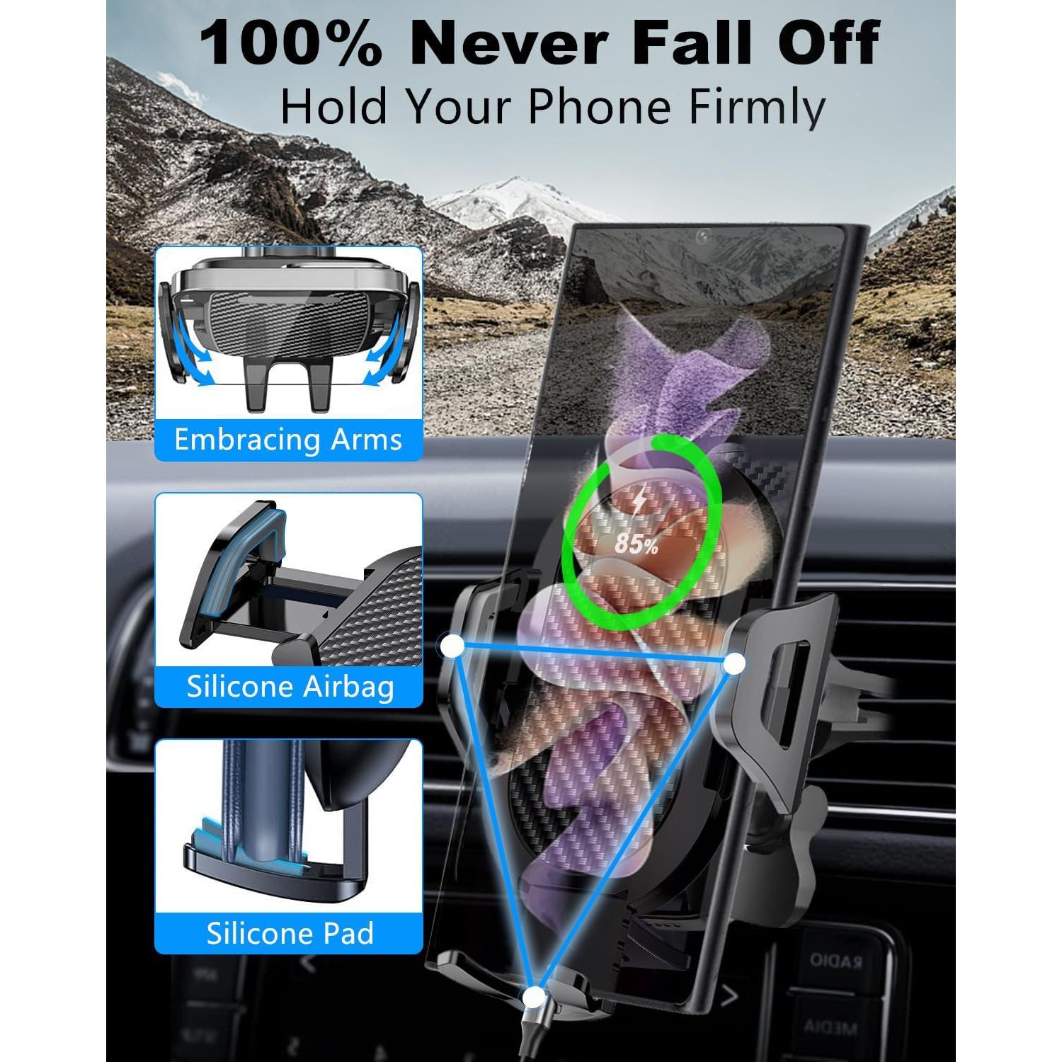 Soporte para teléfono de coche 3 en 1 Hunan C07A-C con cargador 60W