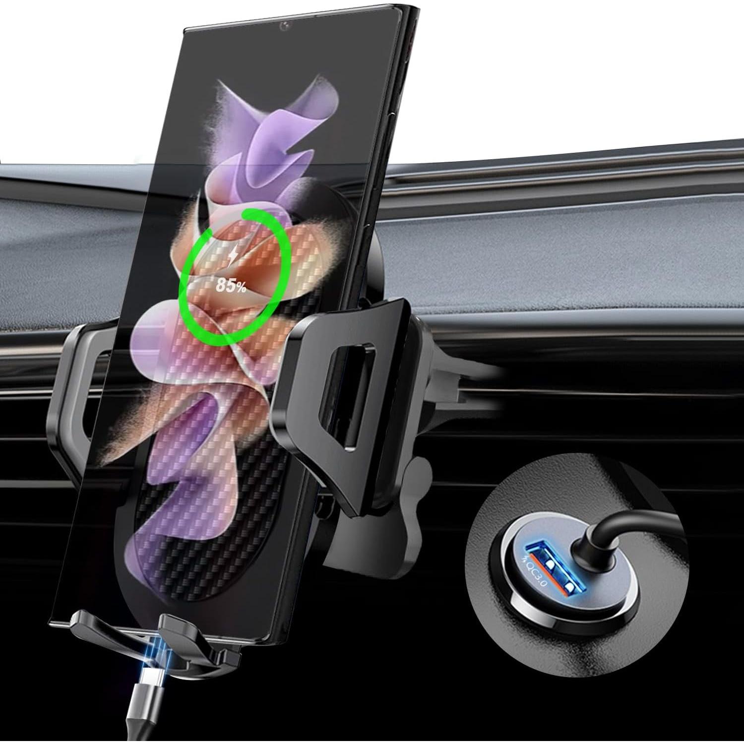 Soporte para teléfono de coche 3 en 1 Hunan C07A-C con cargador 60W