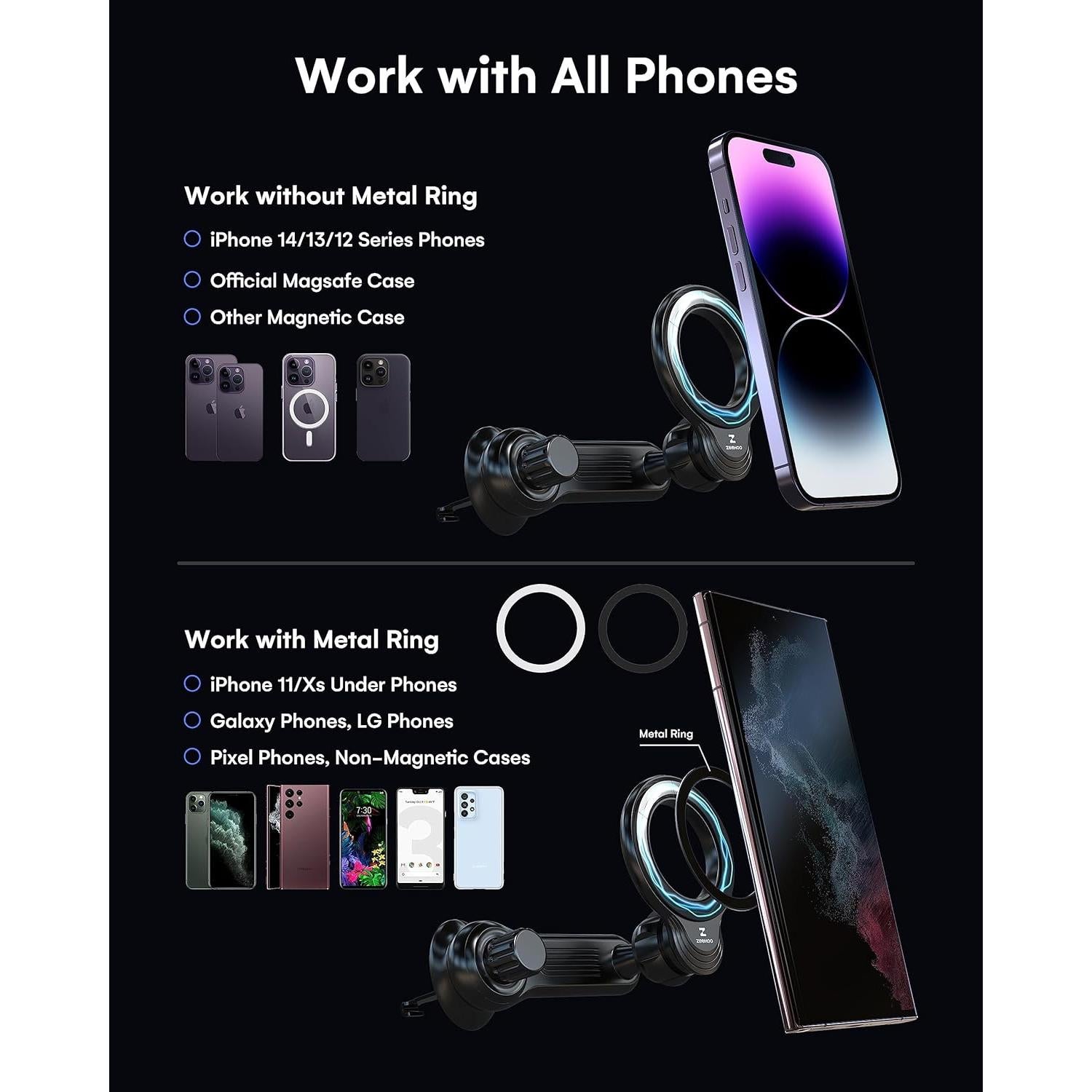 Soporte Magnético para Teléfono en Coche ZEEHOO - Negro