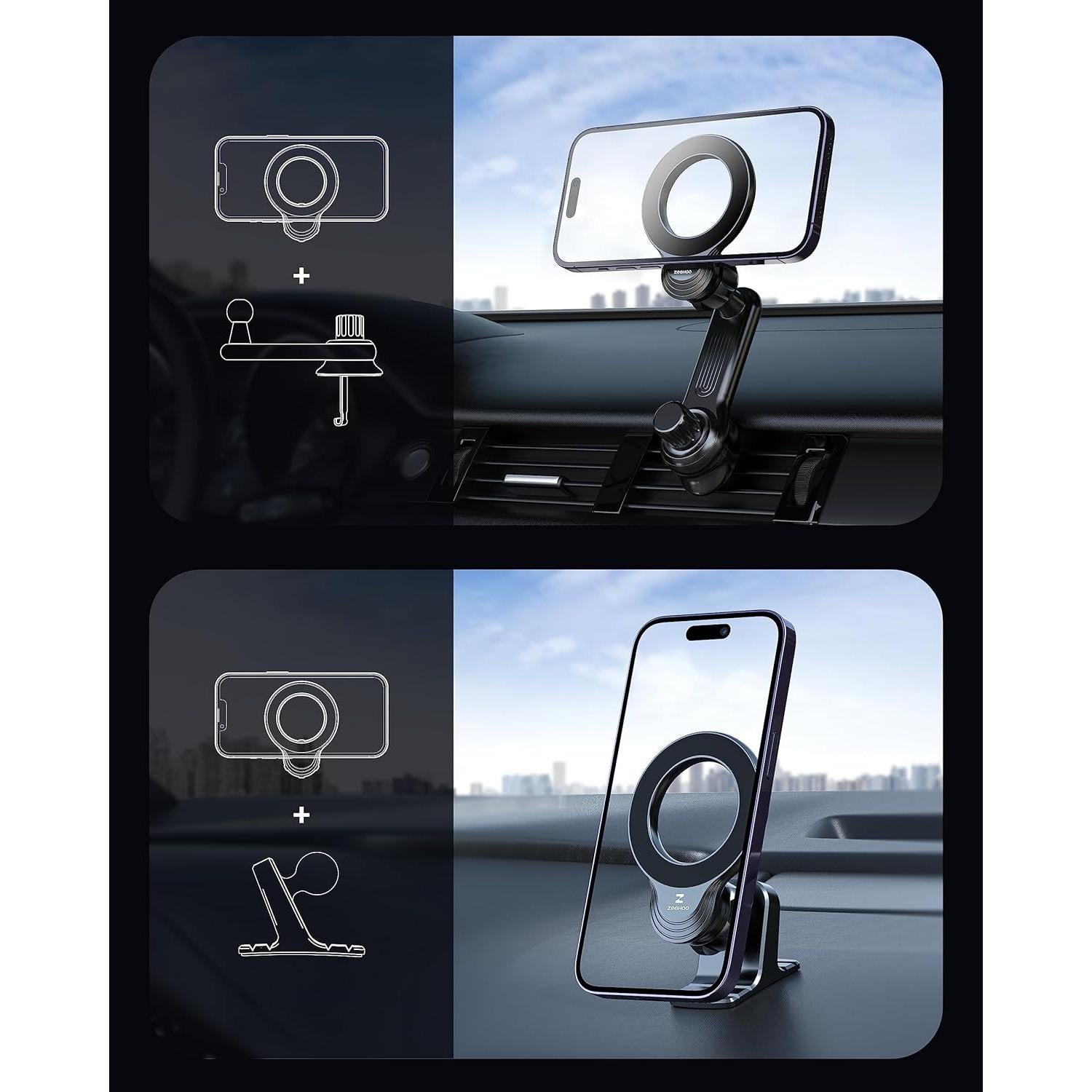 Soporte Magnético para Teléfono en Coche ZEEHOO - Negro