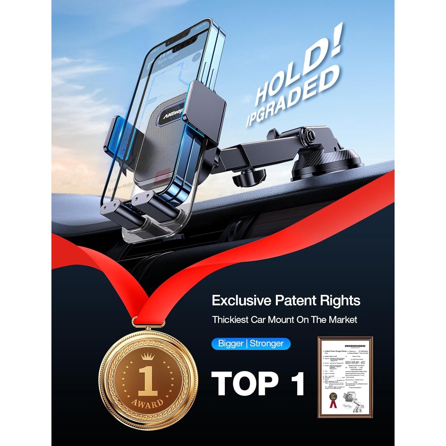 Soporte para Teléfono de Coche AKESEPE 2025 - Succión Fuerte