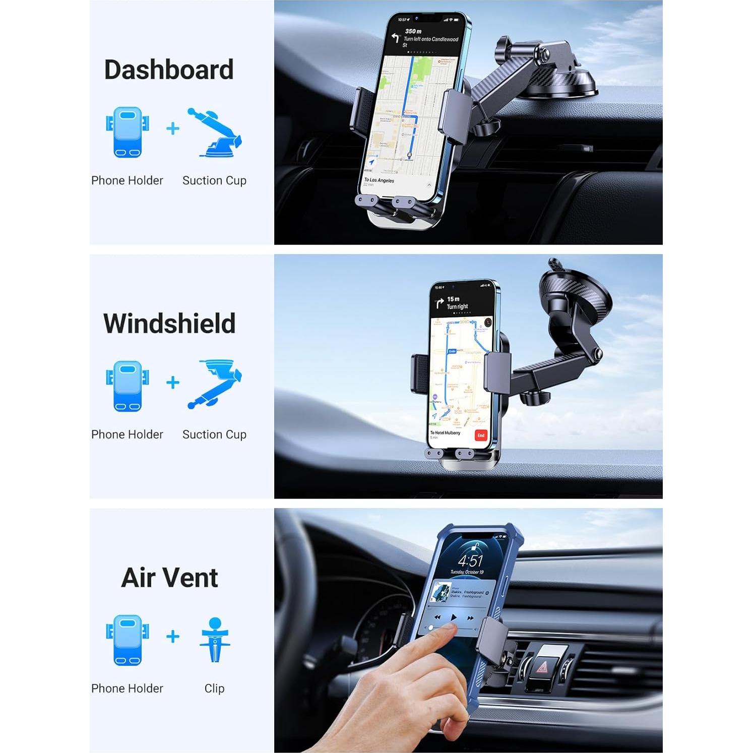 Soporte para Teléfono de Coche AKESEPE 2025 - Succión Fuerte