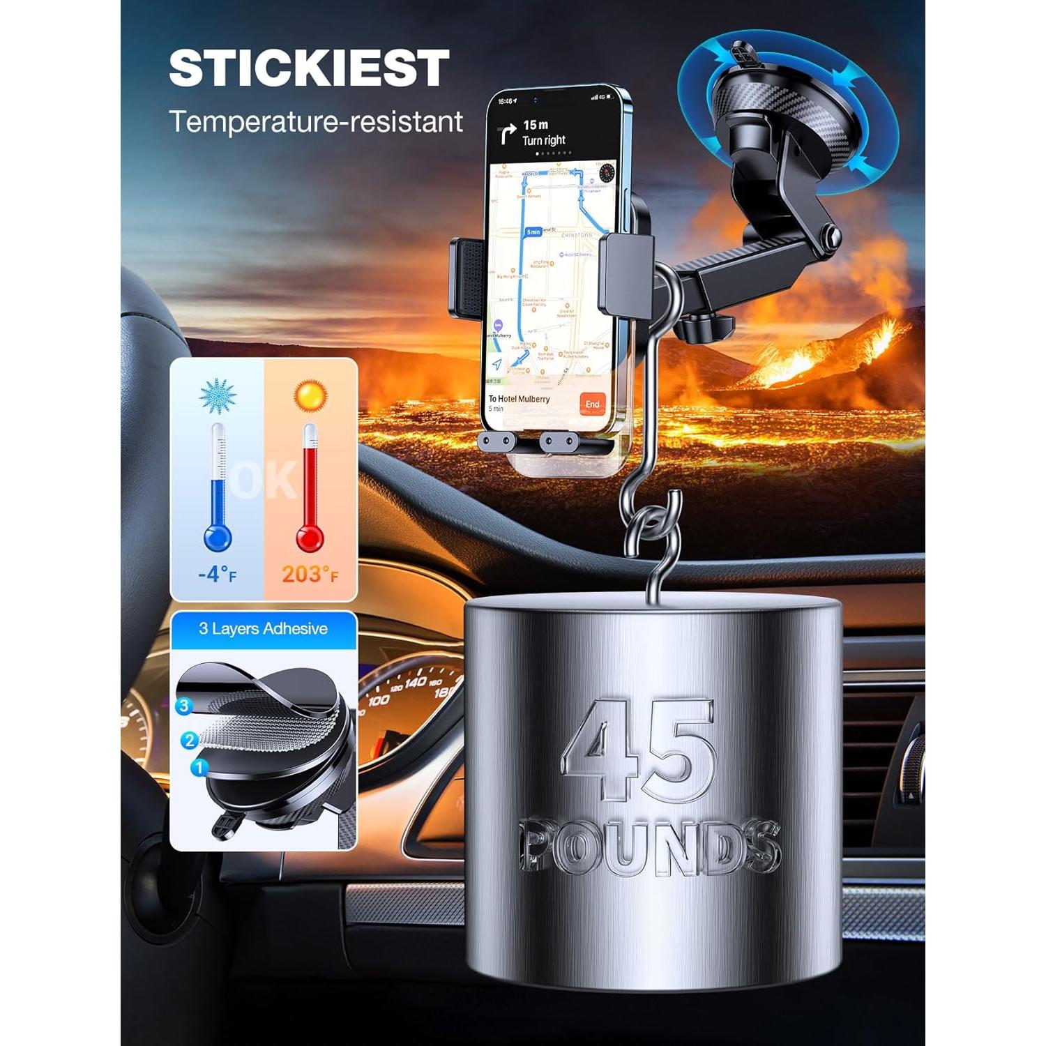 Soporte para Teléfono de Coche AKESEPE 2025 - Succión Fuerte