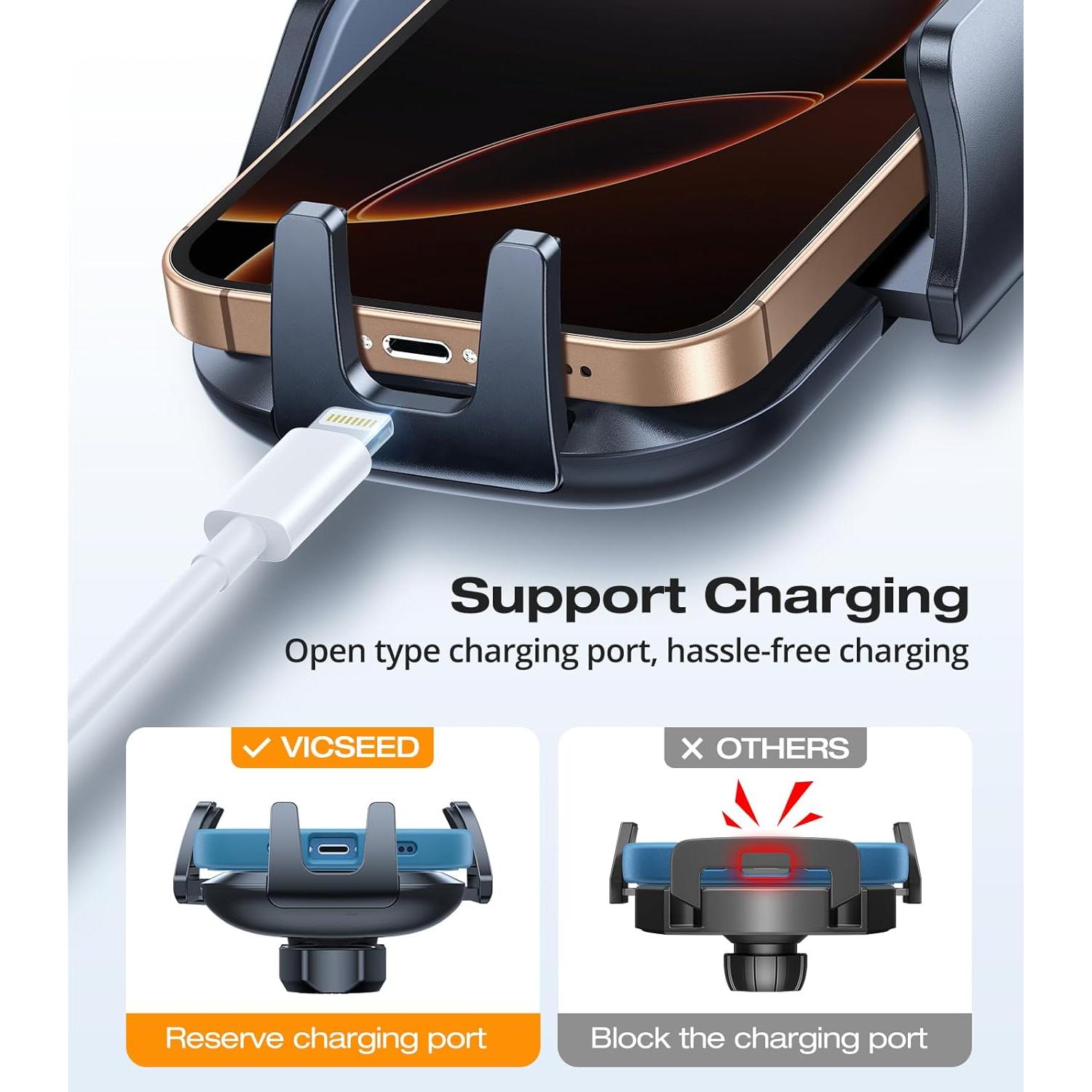 Soporte para Teléfono de Coche VICSEED Antivibración Metal Negro