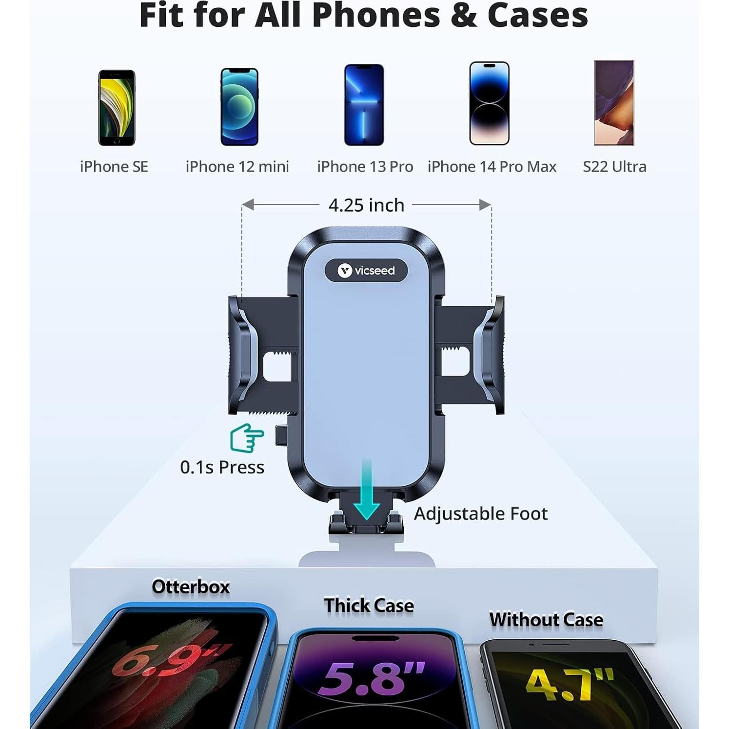 Soporte para Teléfono de Coche VICSEED Antivibración Metal Negro