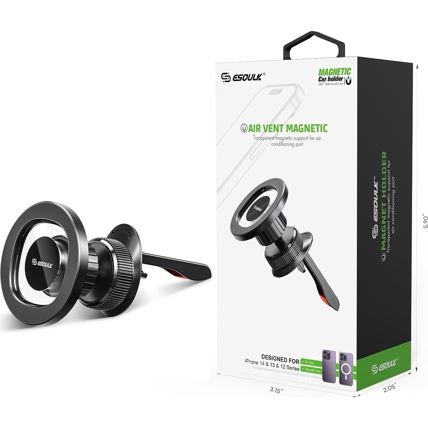 Soporte Magnético para Auto Esoulk EK-3001BK - Rotación 360°