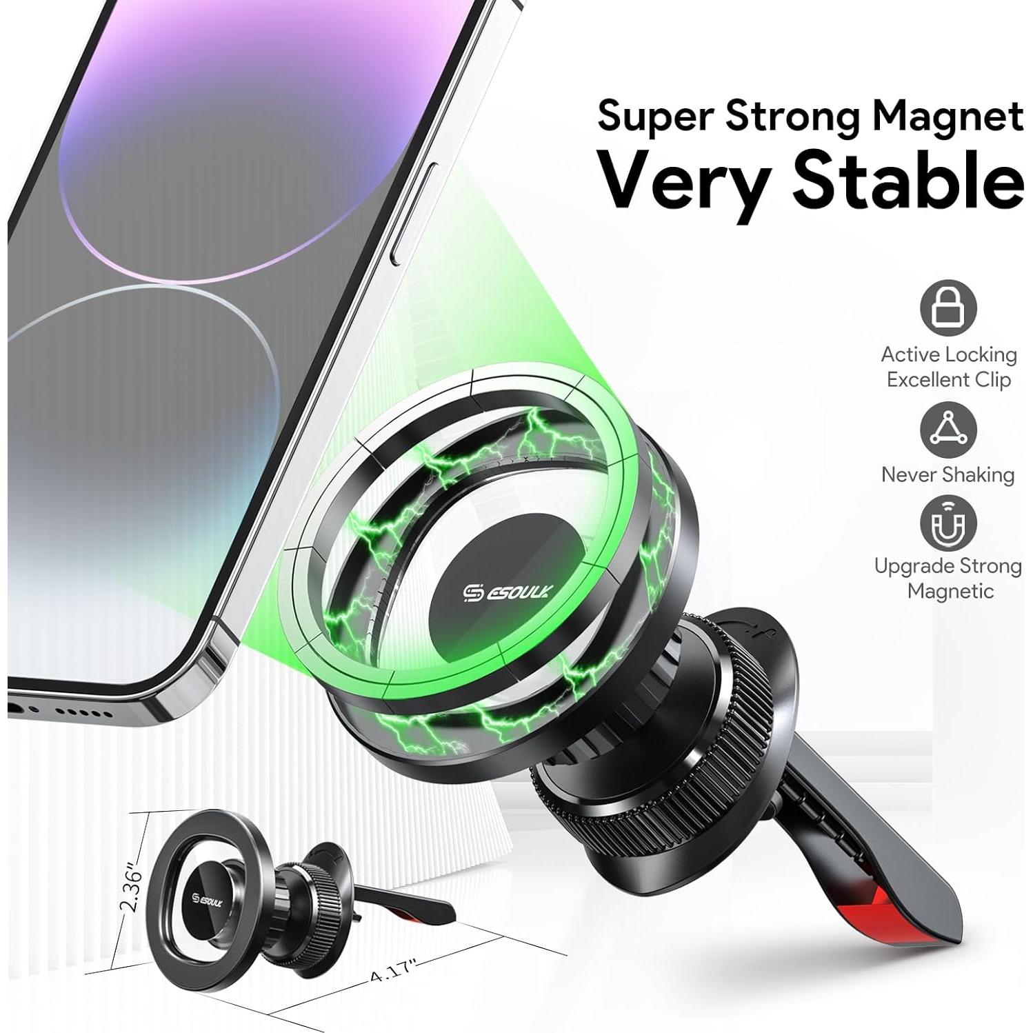 Soporte Magnético para Auto Esoulk EK-3001BK - Rotación 360°