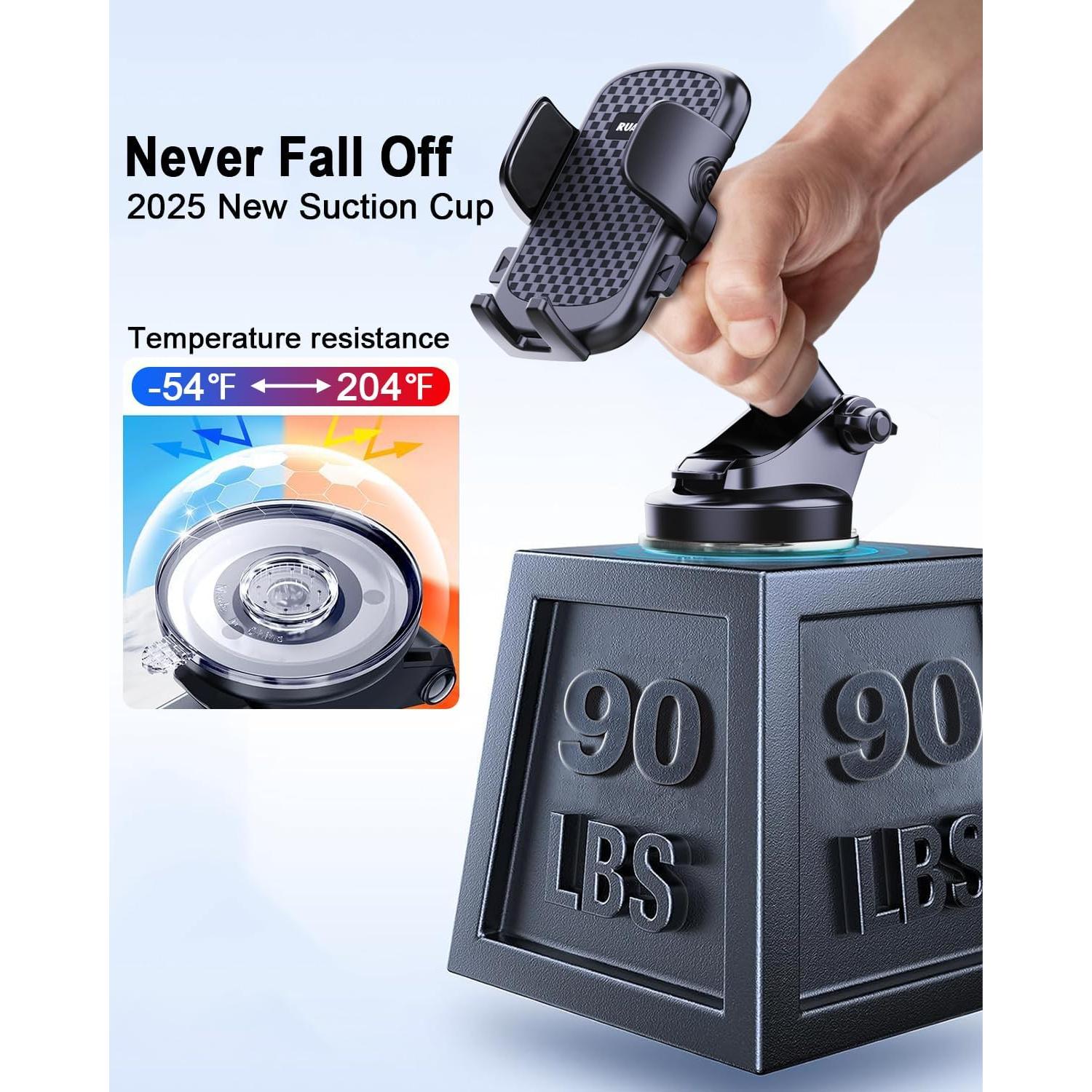 Soporte para Teléfono de Auto RUAMUAFLY 2025 - Ventosa Mejorada