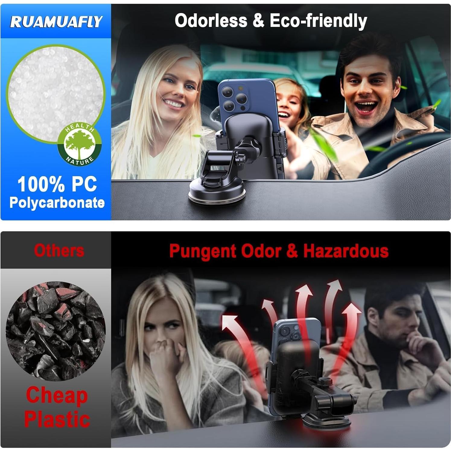 Soporte para Teléfono de Auto RUAMUAFLY 2025 - Ventosa Mejorada