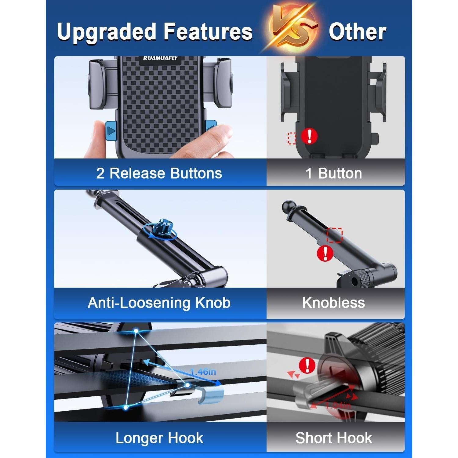 Soporte para Teléfono de Auto RUAMUAFLY 2025 - Ventosa Mejorada