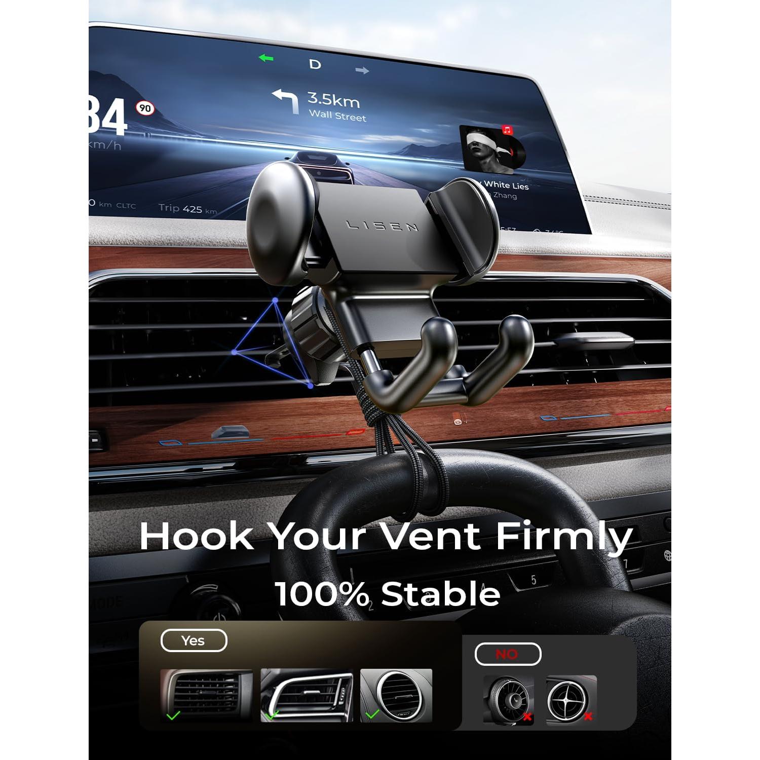 Soporte de Teléfono para Auto LISEN Ventilación Ajustable 2024