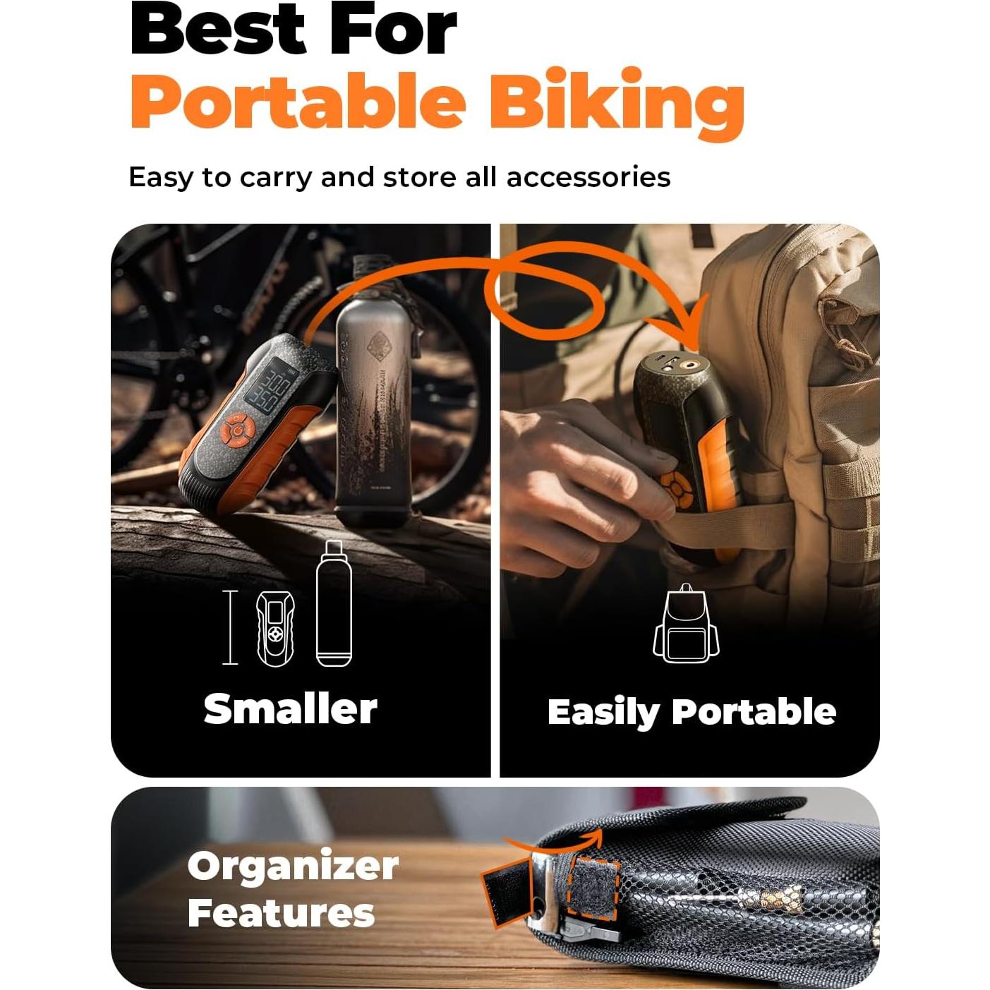 Bomba de Bicicleta Eléctrica LISEN 150 PSI Inalámbrica 0.54 kg