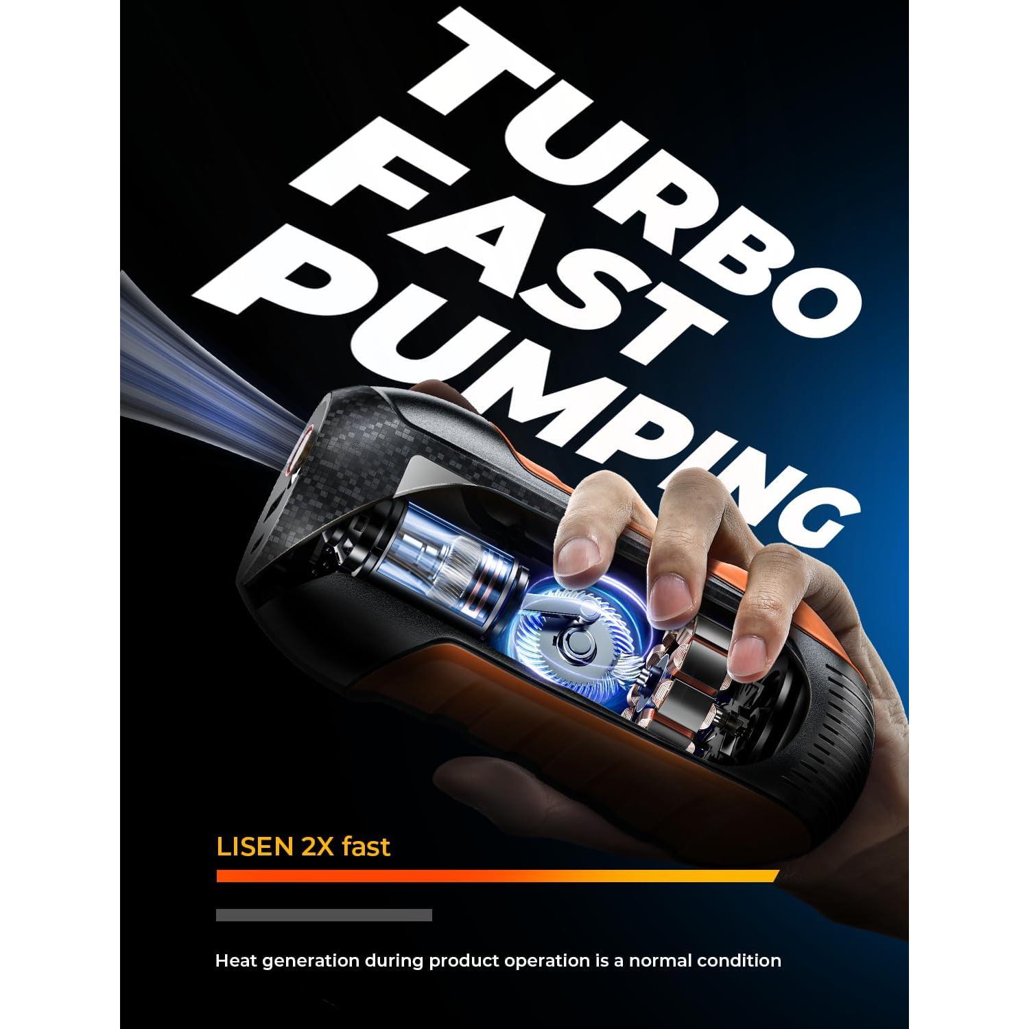 Bomba de Bicicleta Eléctrica LISEN 150 PSI Inalámbrica 0.54 kg