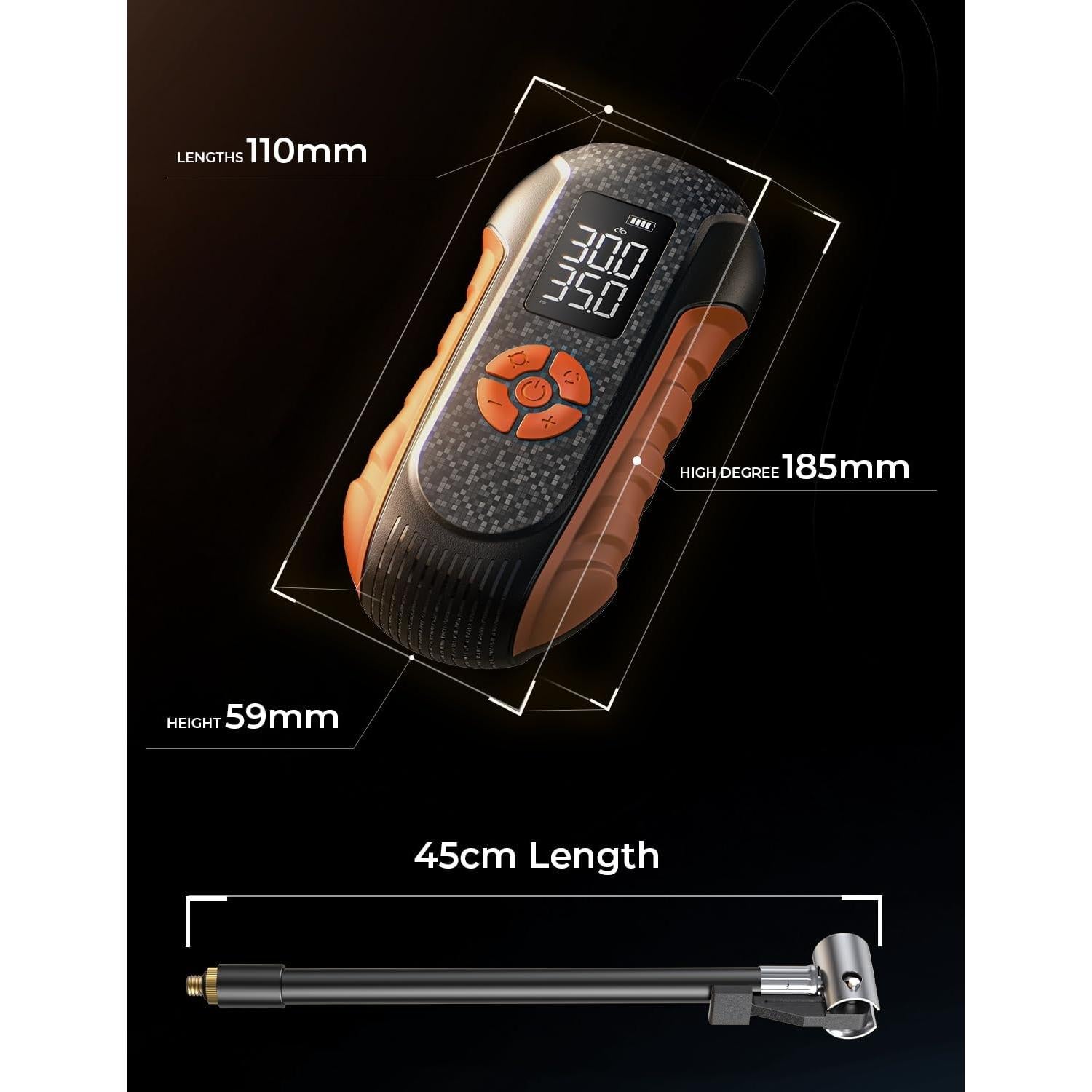 Bomba de Bicicleta Eléctrica LISEN 150 PSI Inalámbrica 0.54 kg