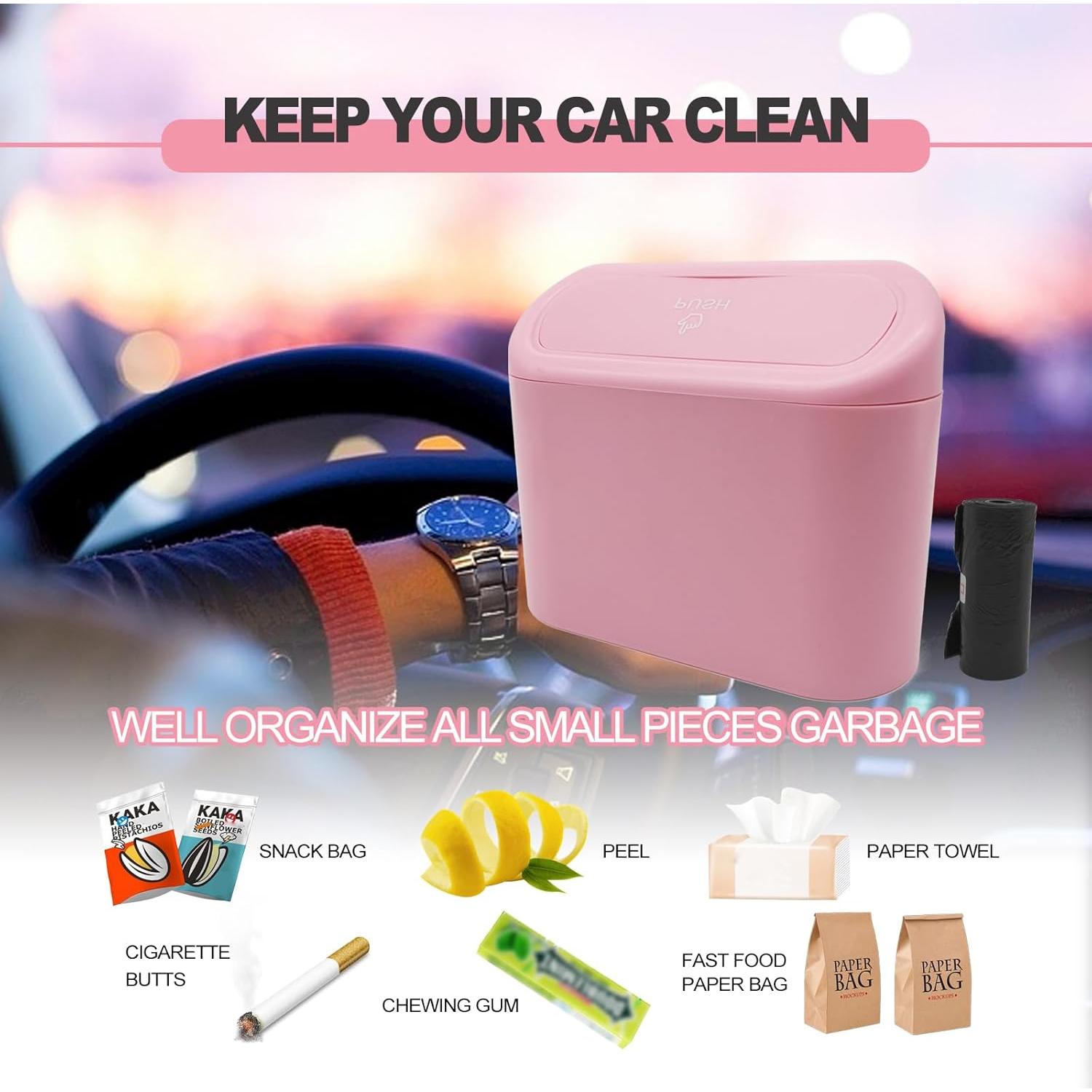 Basurero de coche BSAMZO a prueba de fugas rosa 198g