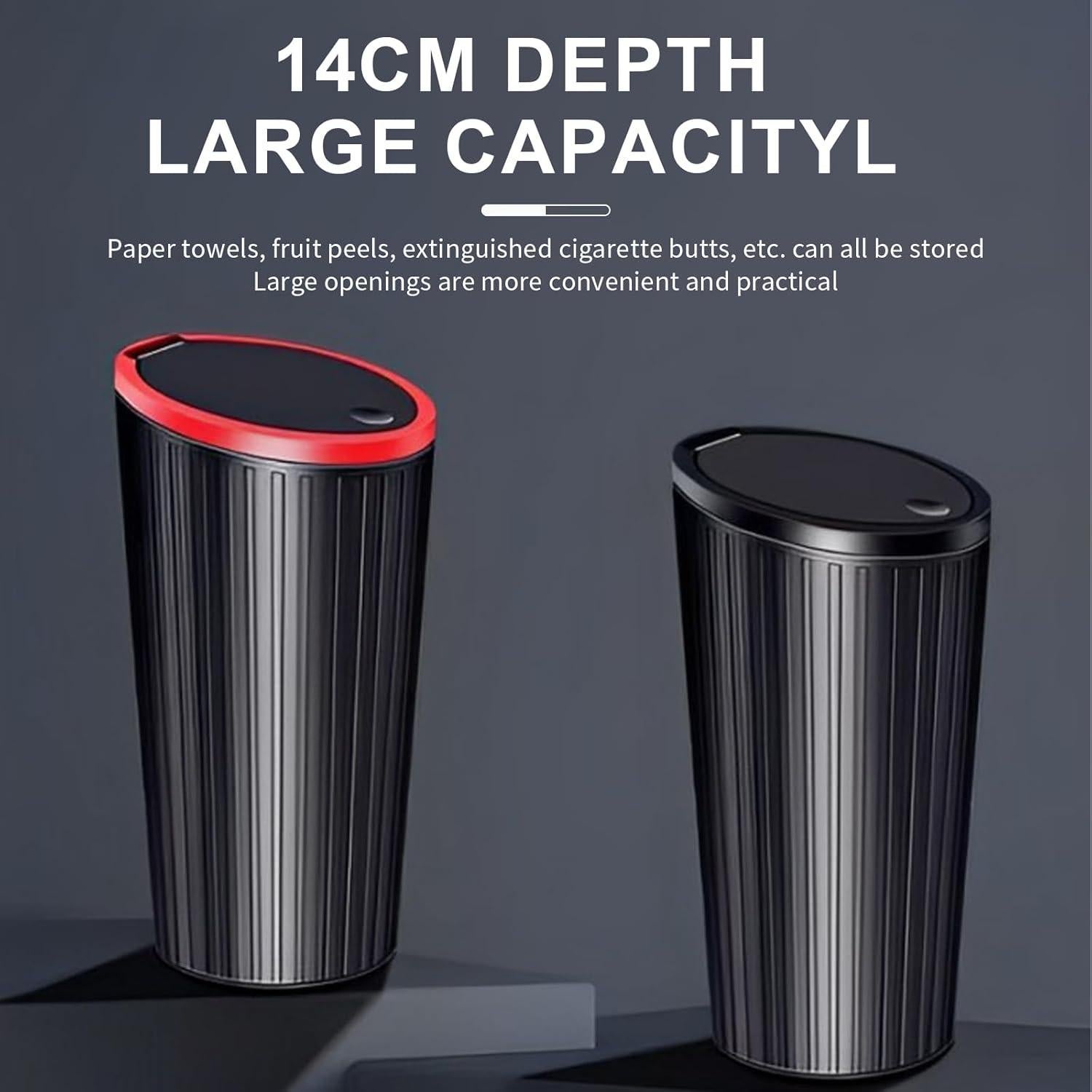 Basurero de coche FYNQTON 550ml a prueba de fugas negro