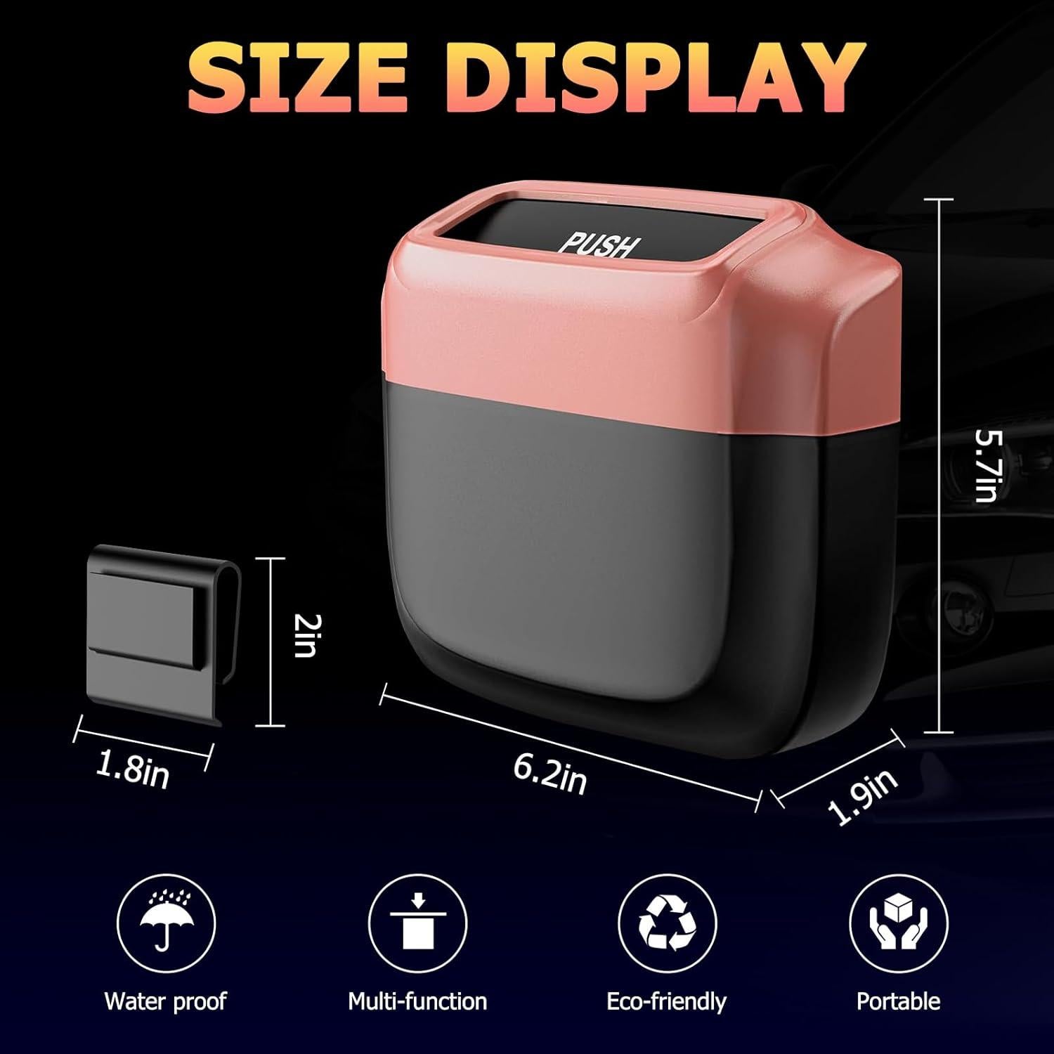 Basurero para Auto MOTORBUDDY Rosa con 30 Bolsas, Compacto y Práctico