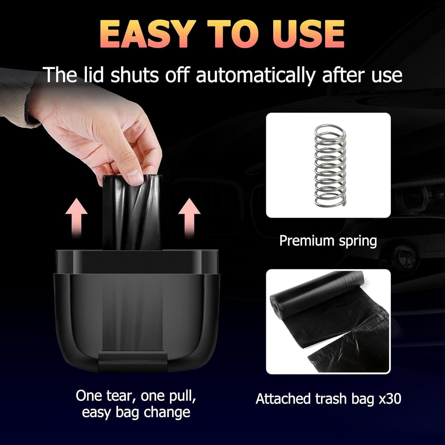 Basurero para Auto MOTORBUDDY Rosa con 30 Bolsas, Compacto y Práctico