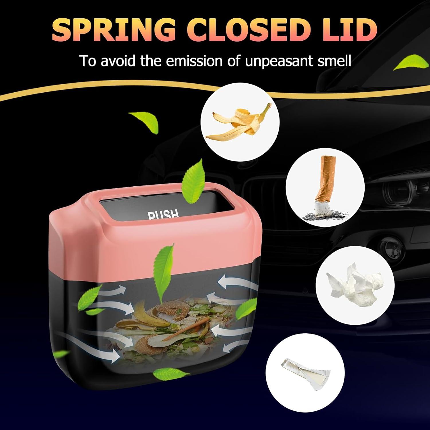 Basurero para Auto MOTORBUDDY Rosa con 30 Bolsas, Compacto y Práctico