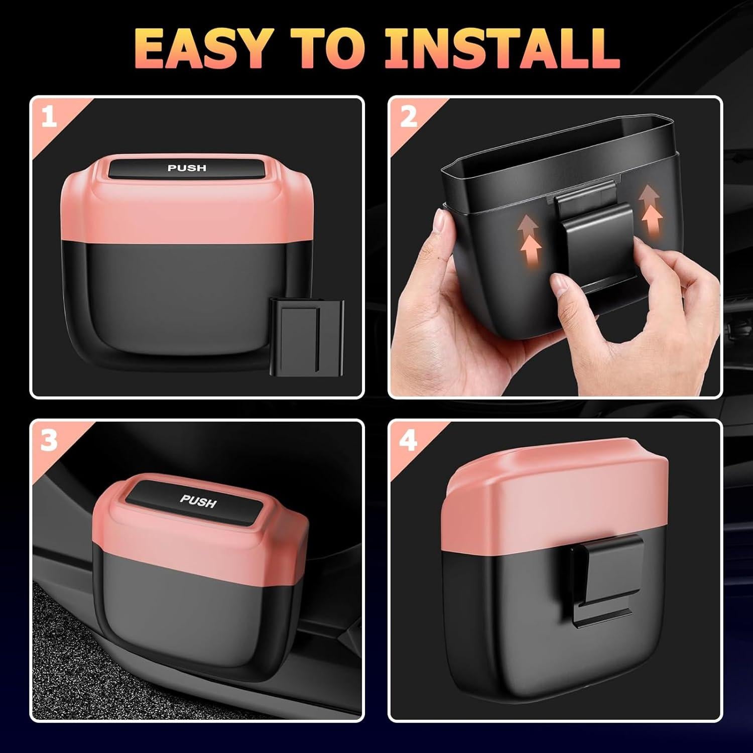 Basurero para Auto MOTORBUDDY Rosa con 30 Bolsas, Compacto y Práctico