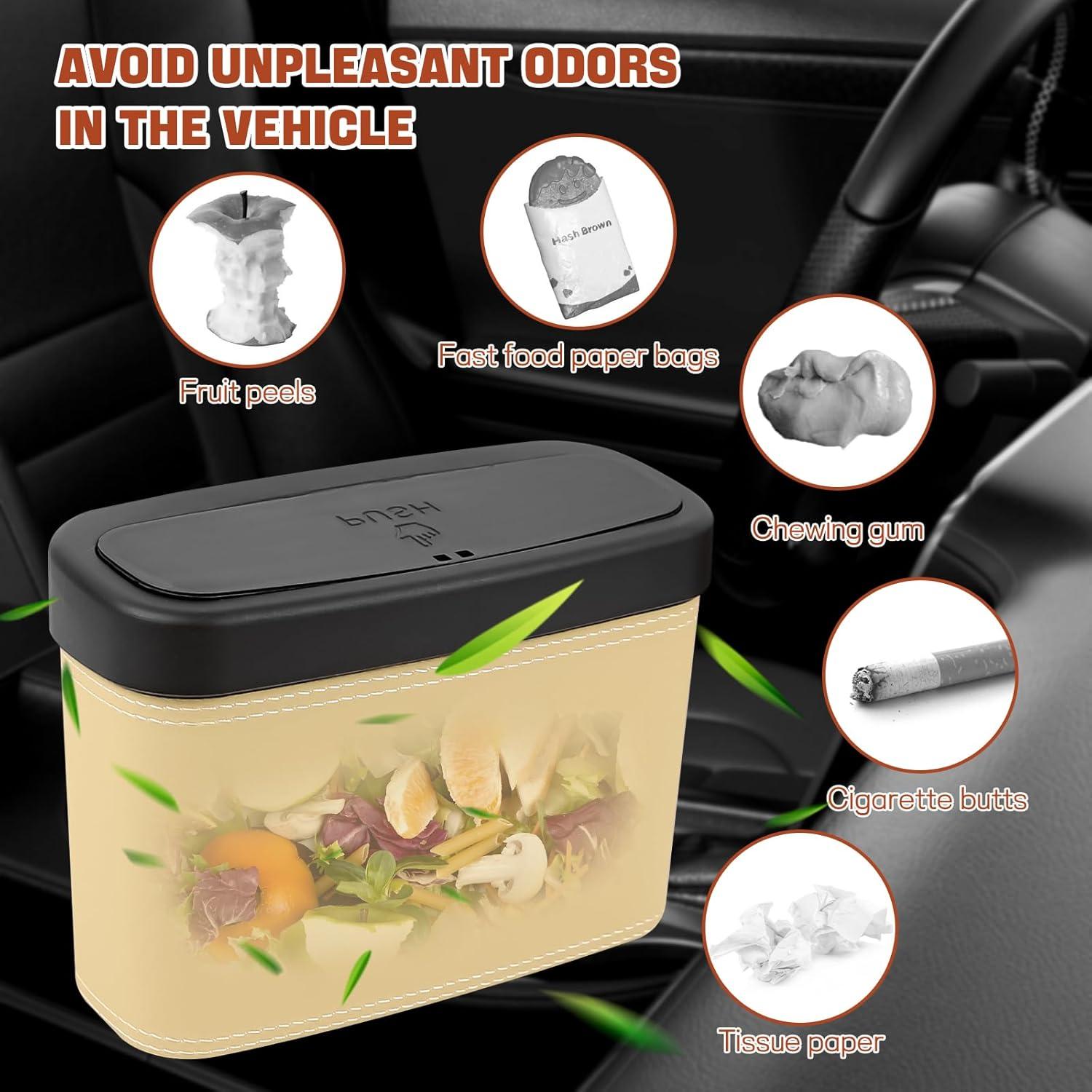 Basurero de coche Hbxdeco con tapa impermeable Beige 15.8x6.5x11.8cm