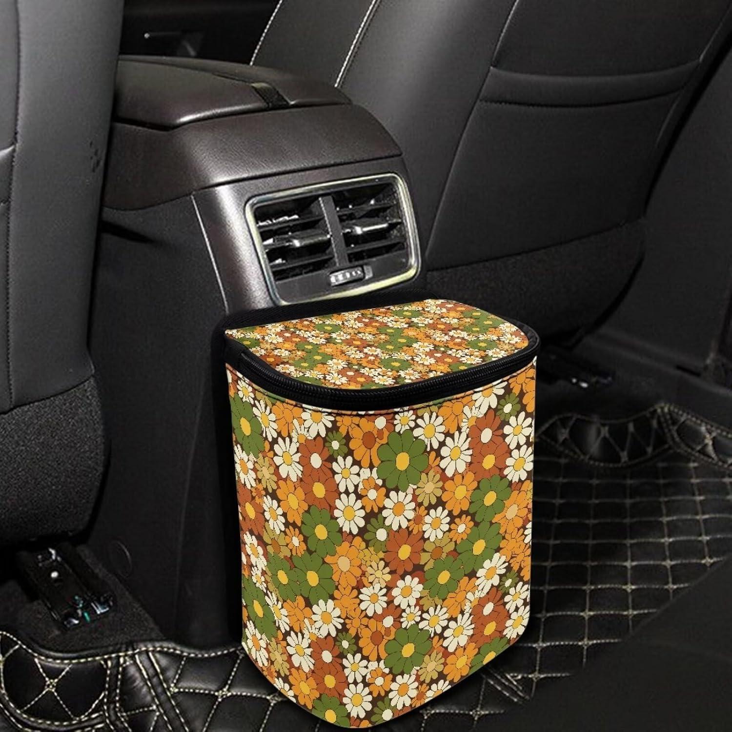 Basurero de Coche Oramclsy Hippie Flower Plegable 22.4x17cm