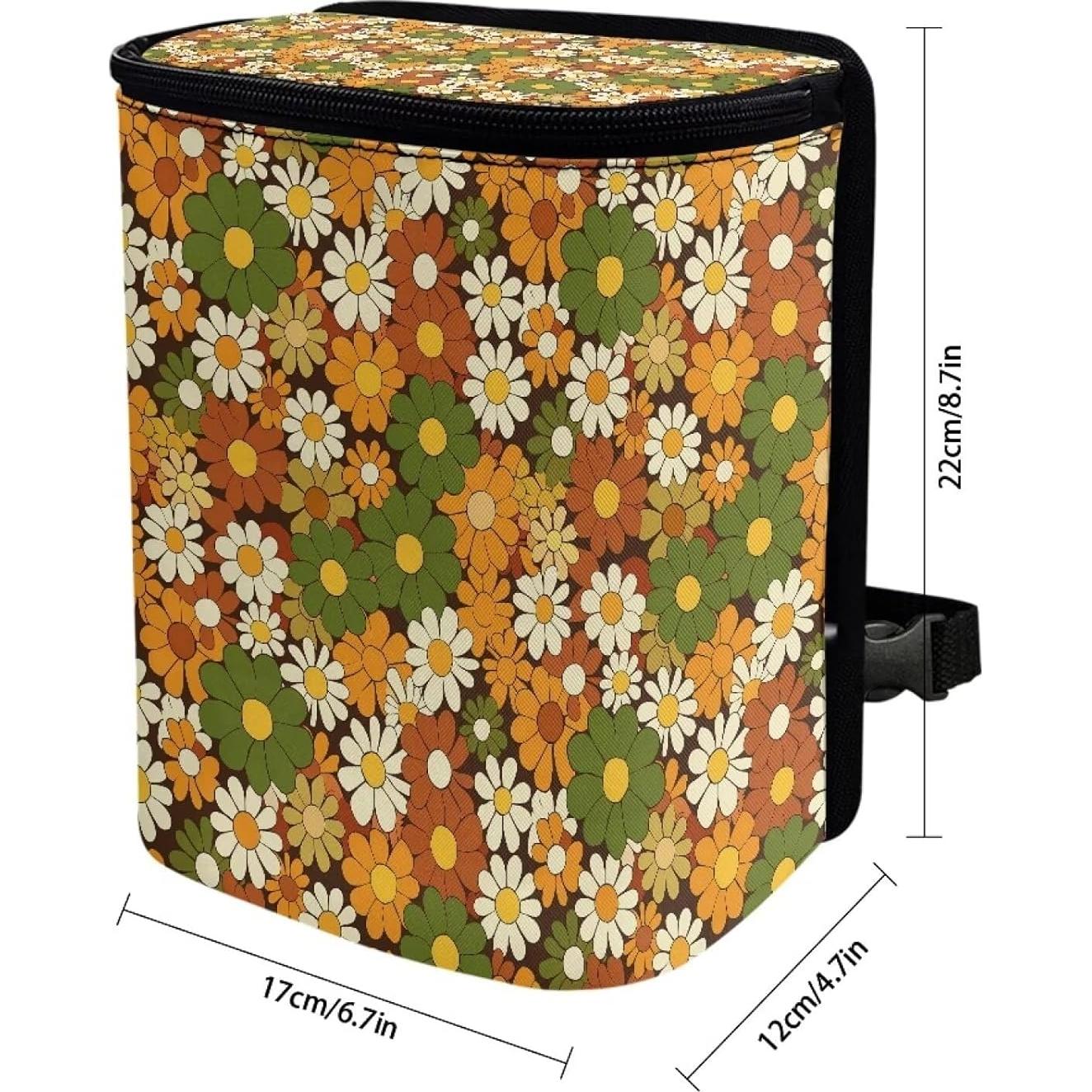 Basurero de Coche Oramclsy Hippie Flower Plegable 22.4x17cm