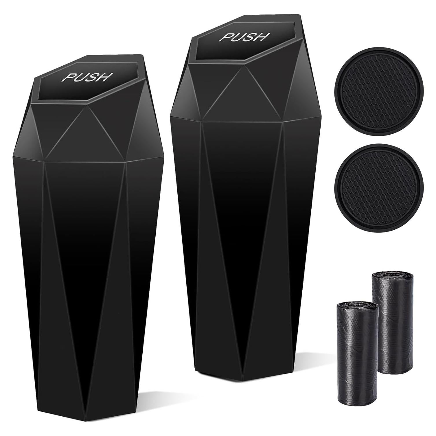 Basurero de Coche Tecfino Mini con Tapa - 2 Paquetes Negro