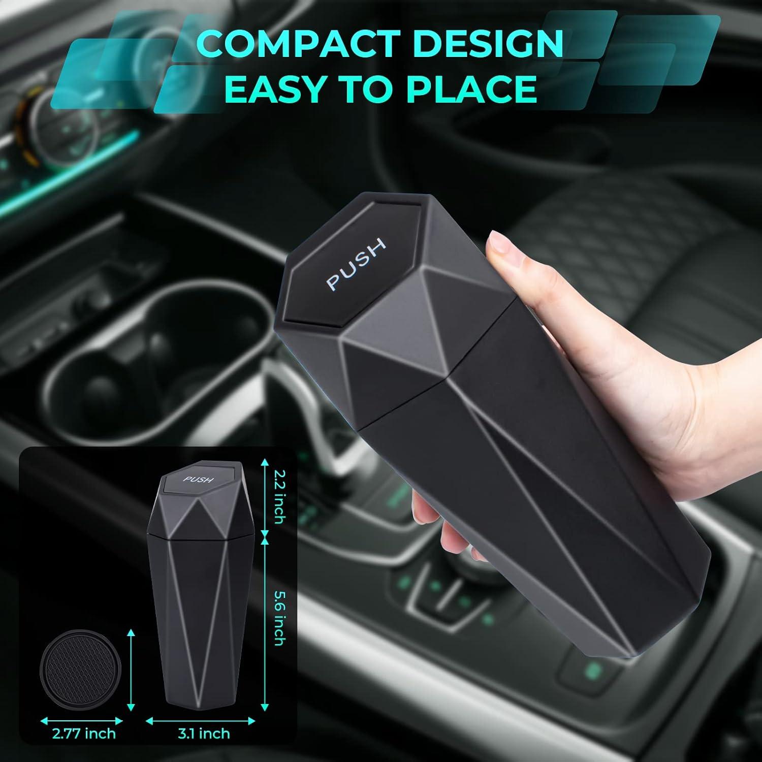 Basurero de Coche Tecfino Mini con Tapa - 2 Paquetes Negro