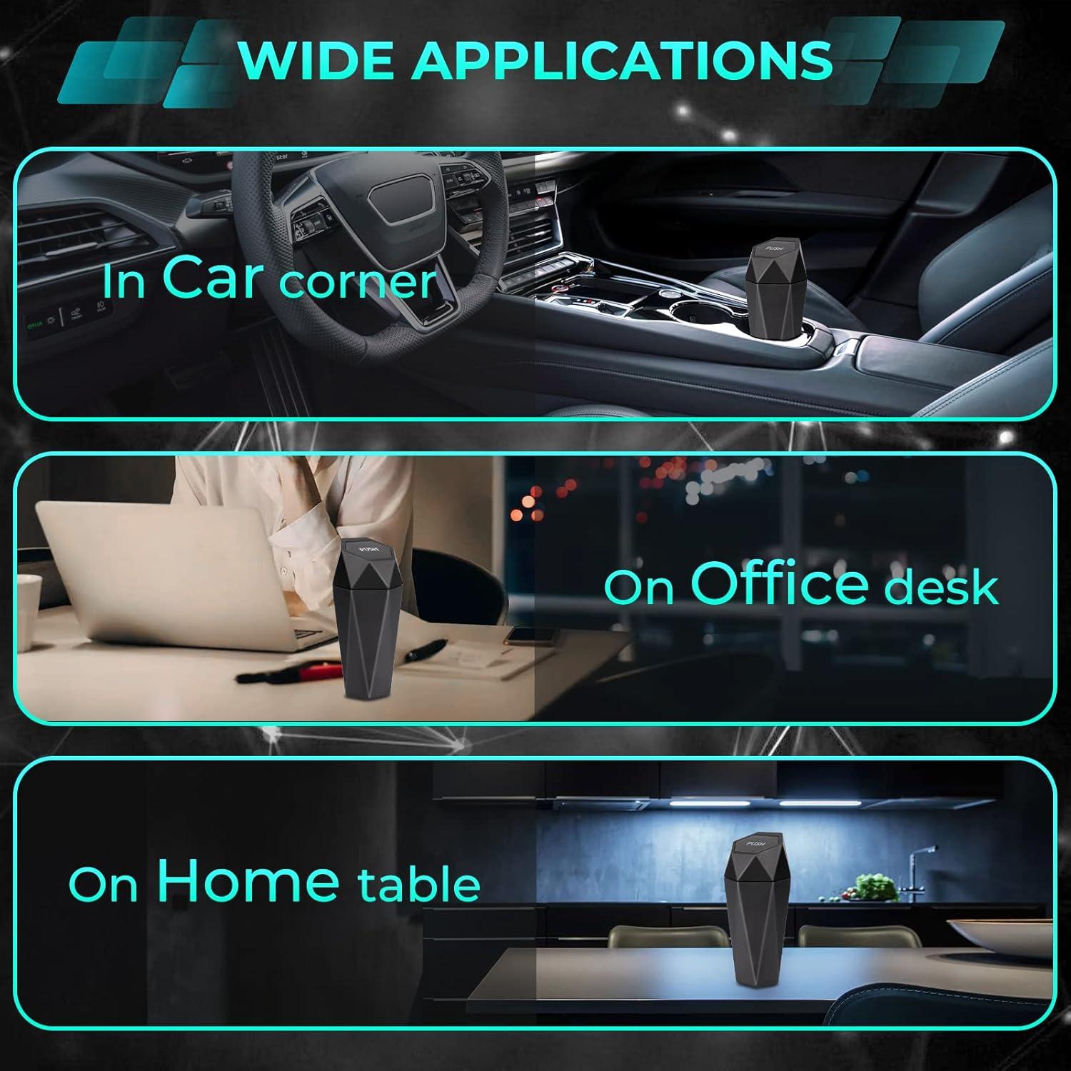 Basurero de Coche Tecfino Mini con Tapa - 2 Paquetes Negro