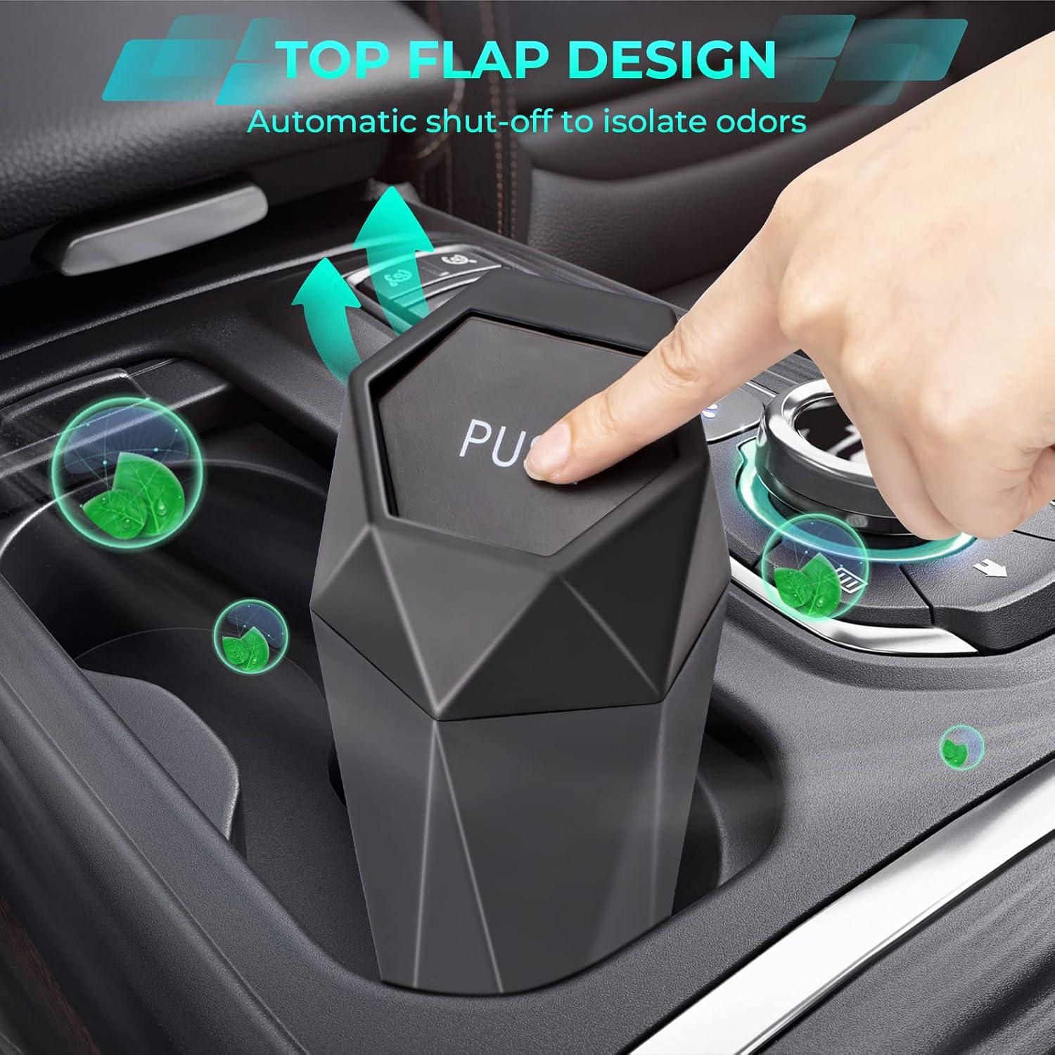 Basurero de Coche Tecfino Mini con Tapa - 2 Paquetes Negro